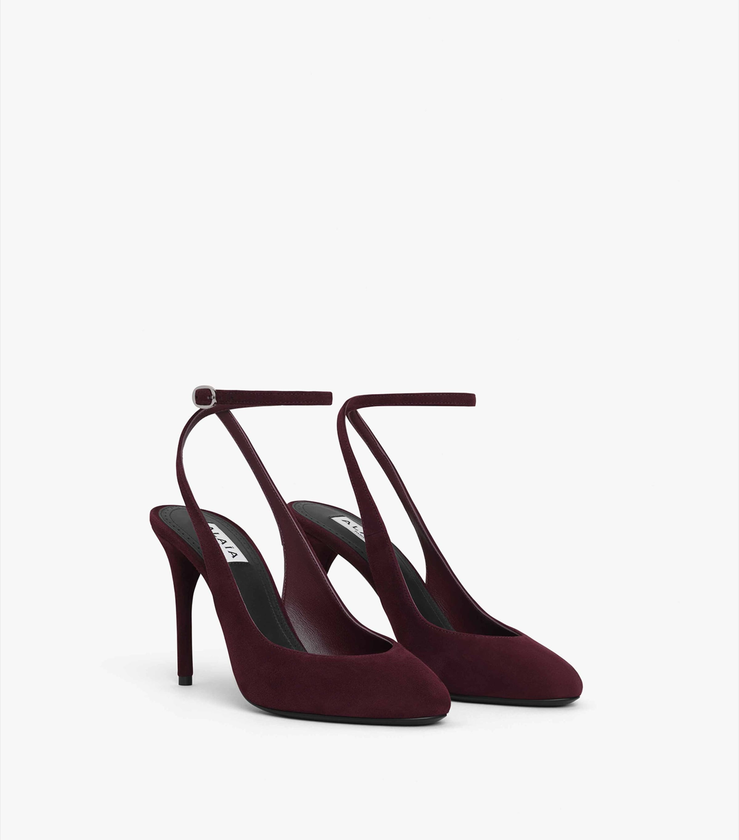 Suede Decollete Slingback Heels 90 ROUGE GRENAT Image 3