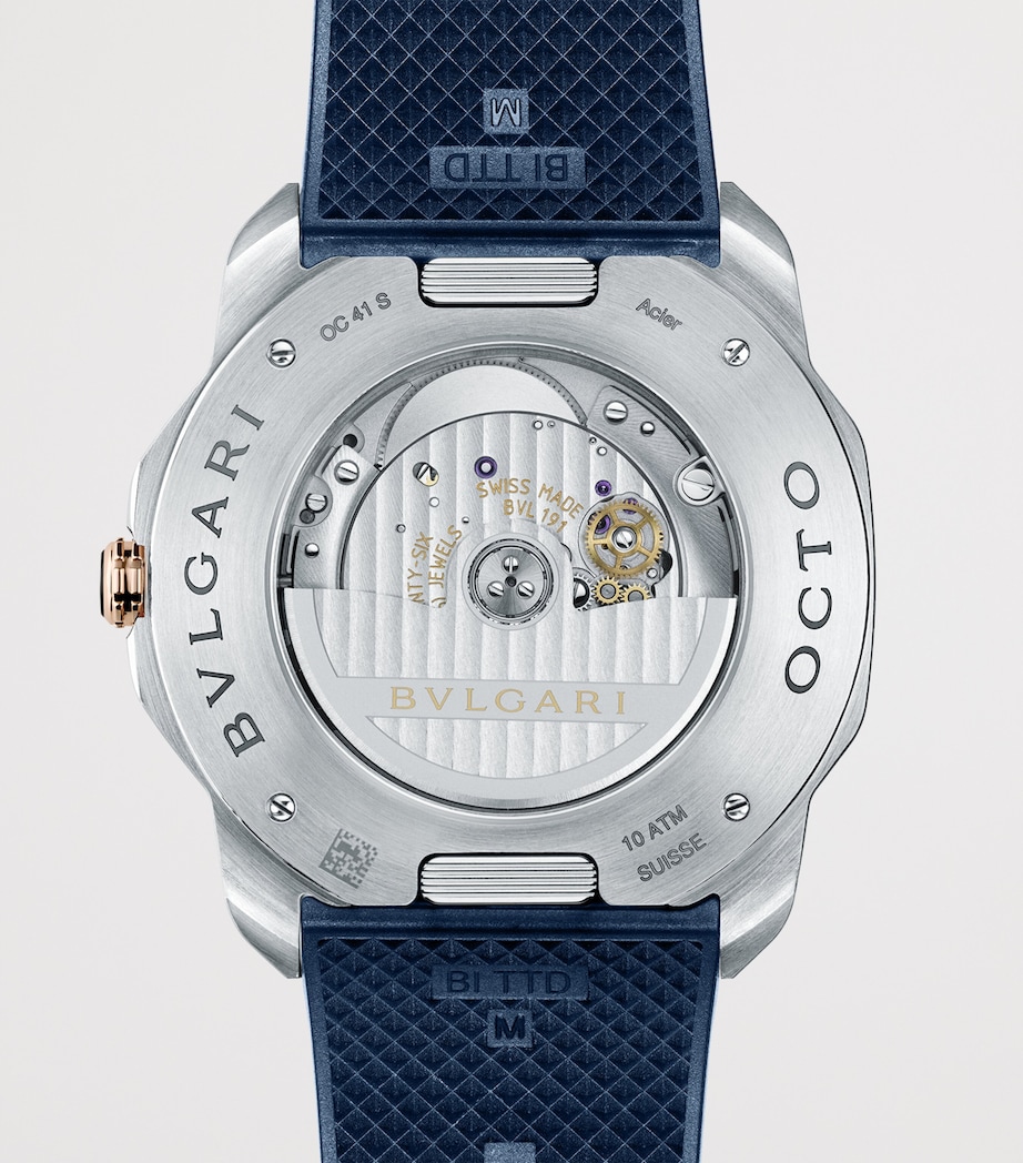Stainless Steel and Rose Gold Octo Roma Watch 41mm BLUE Image 9
