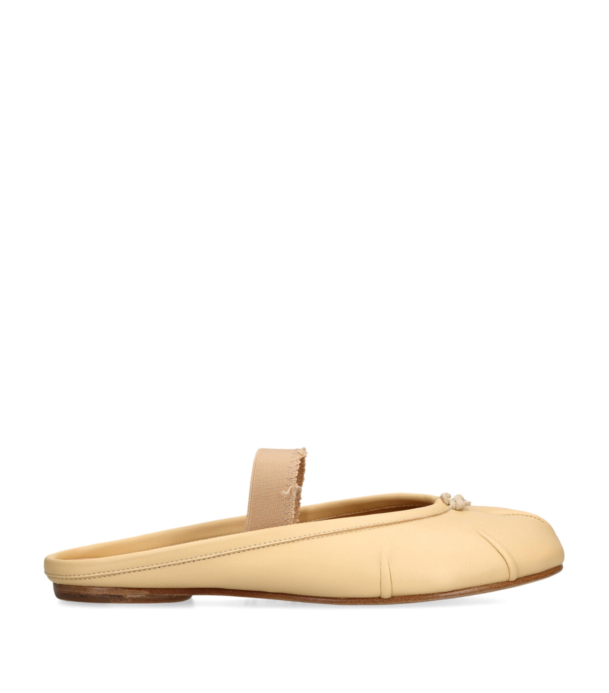 Maison Margiela Split Toe Flat Sole Ballerina Shoes With Frayed Edge In Nude