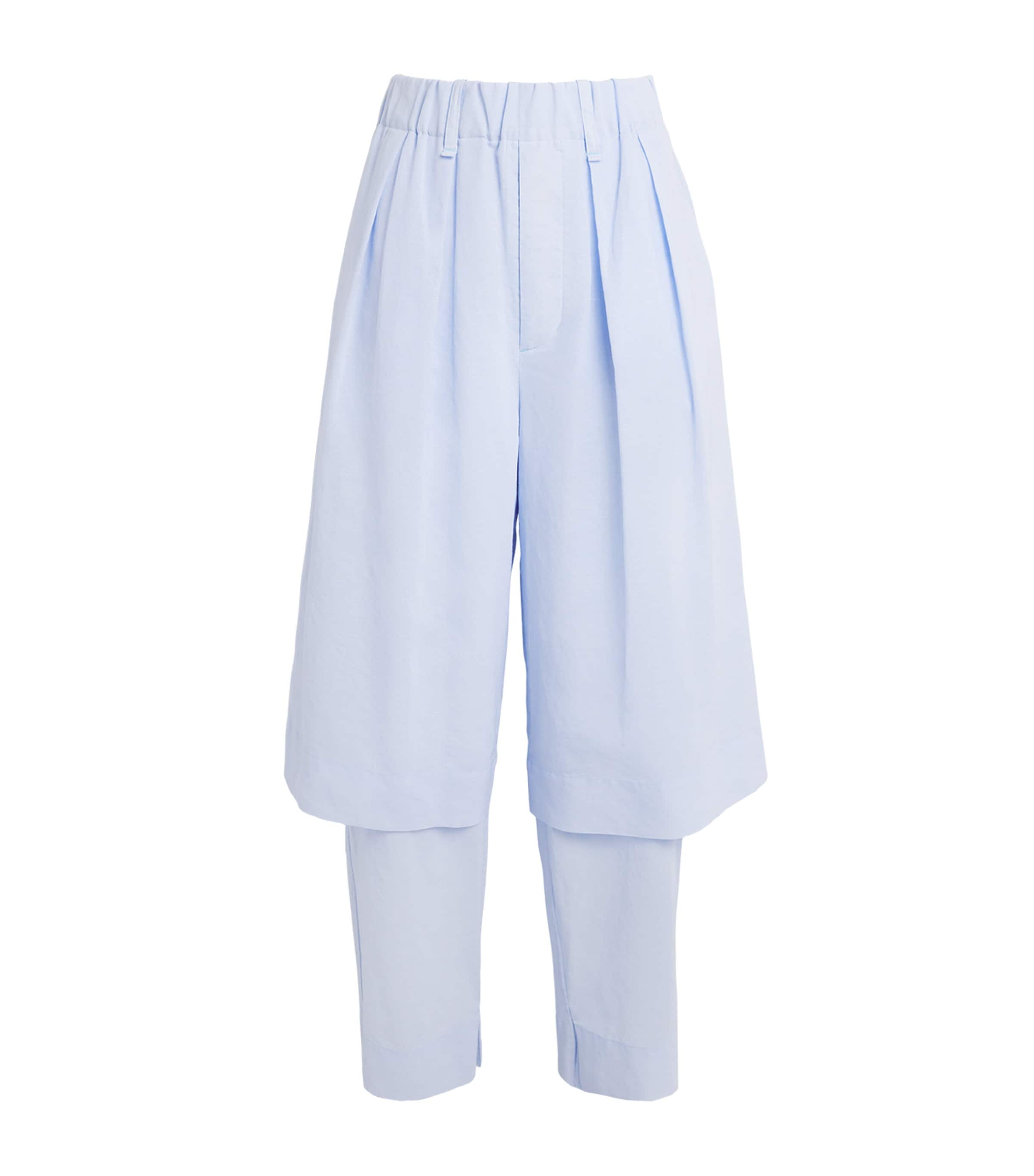Issey Miyake Cotton-linen Paper-esque U Trousers In Blue