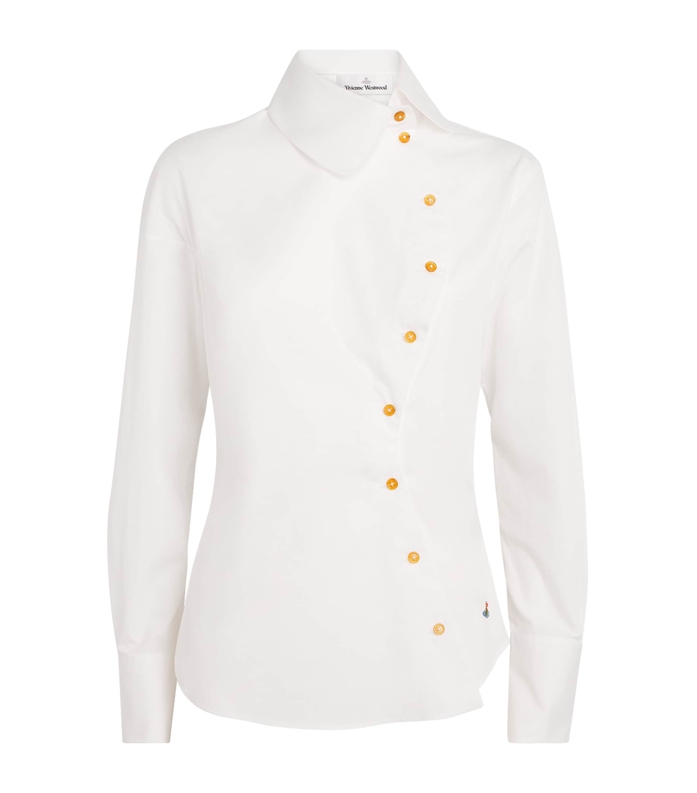 Cotton Poplin Asymmetric Bella Shirt WHITE Image 1