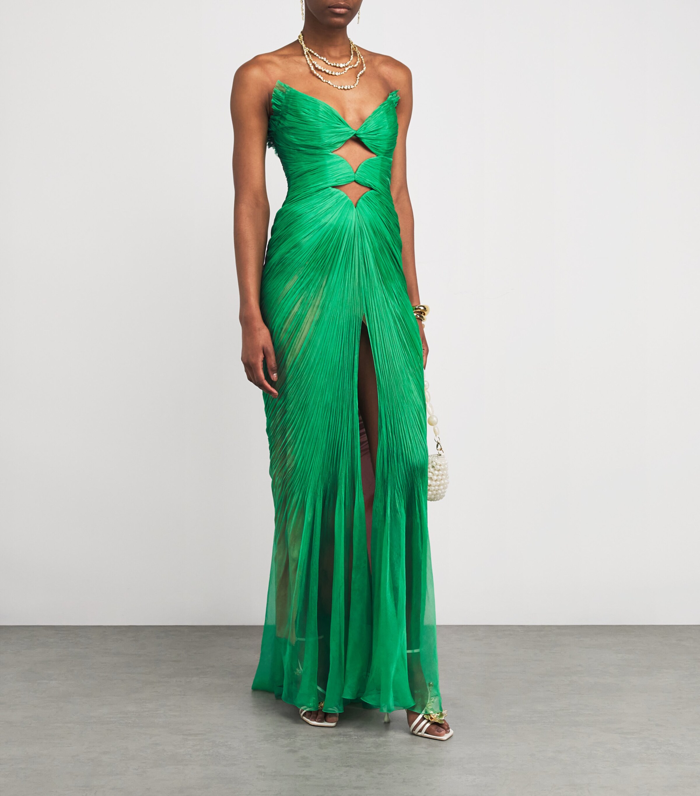 Maria Lucia Hohan Womens Silk Cassiopeia Gown Smarald Image 2