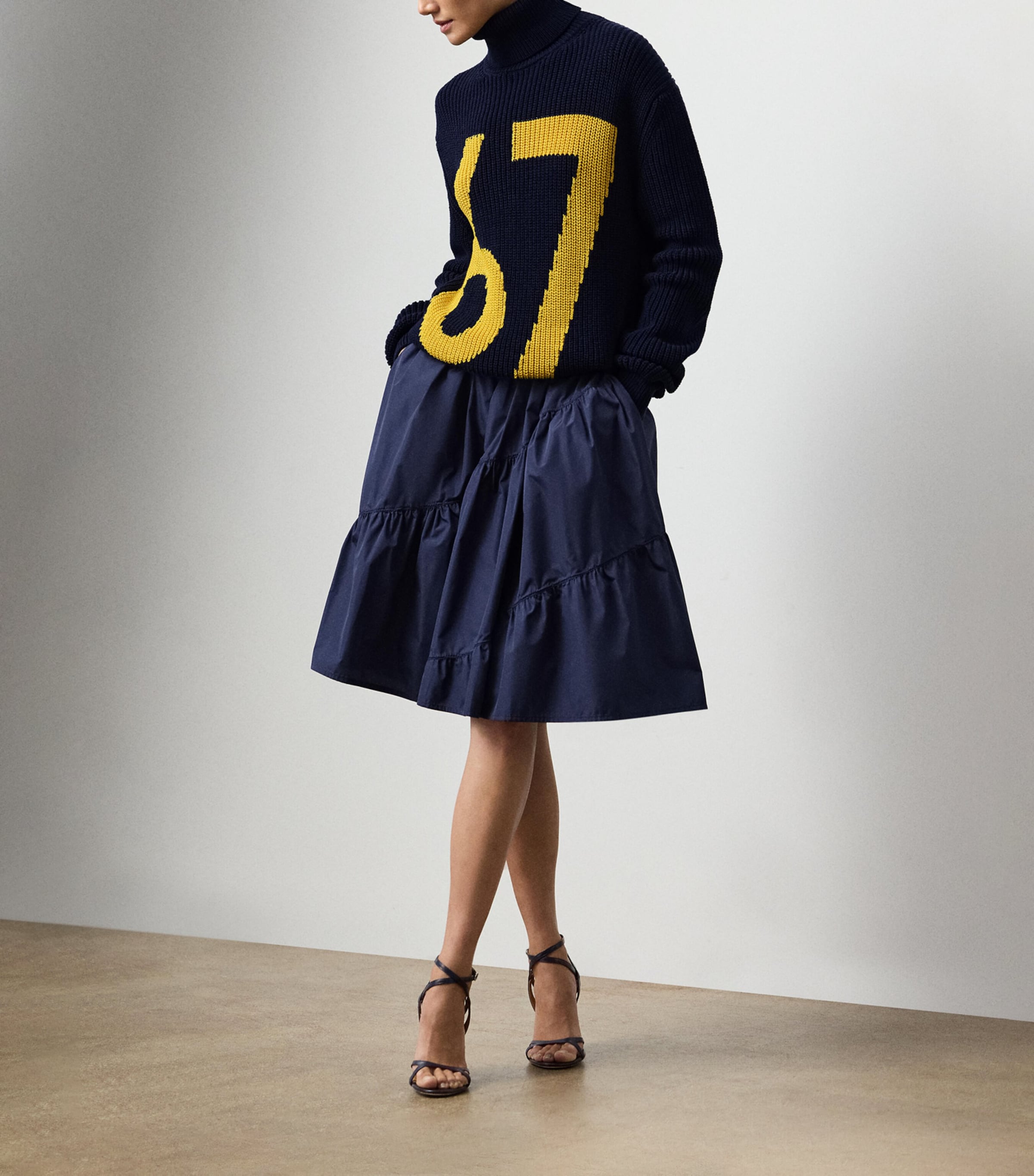 Cotton-Silk Intarsia-Knit Rollneck Sweater NAVY-410 Image 2