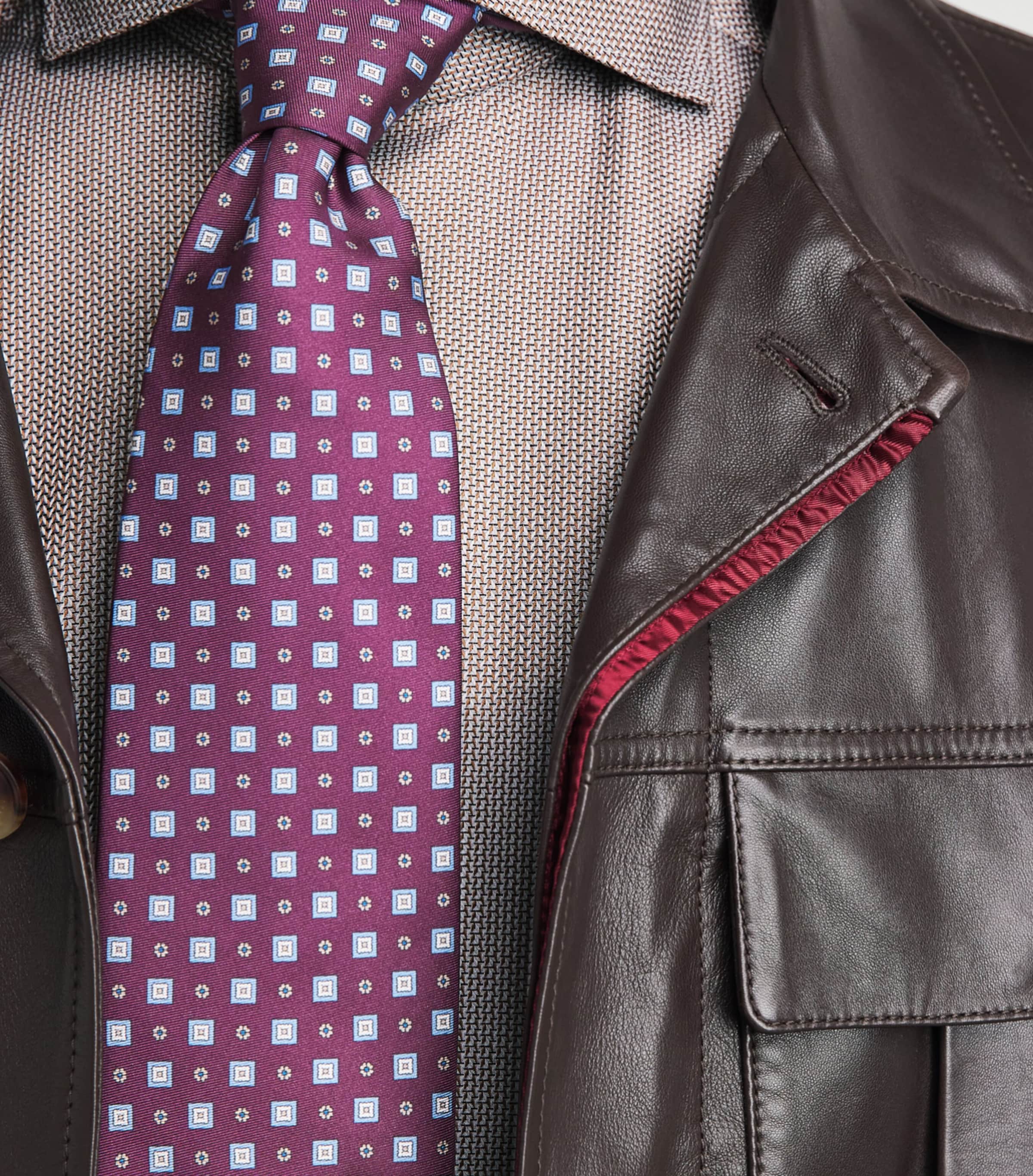 Eton Mens Cotton Patterned Contemporary Fit Shirt Brown Image 3
