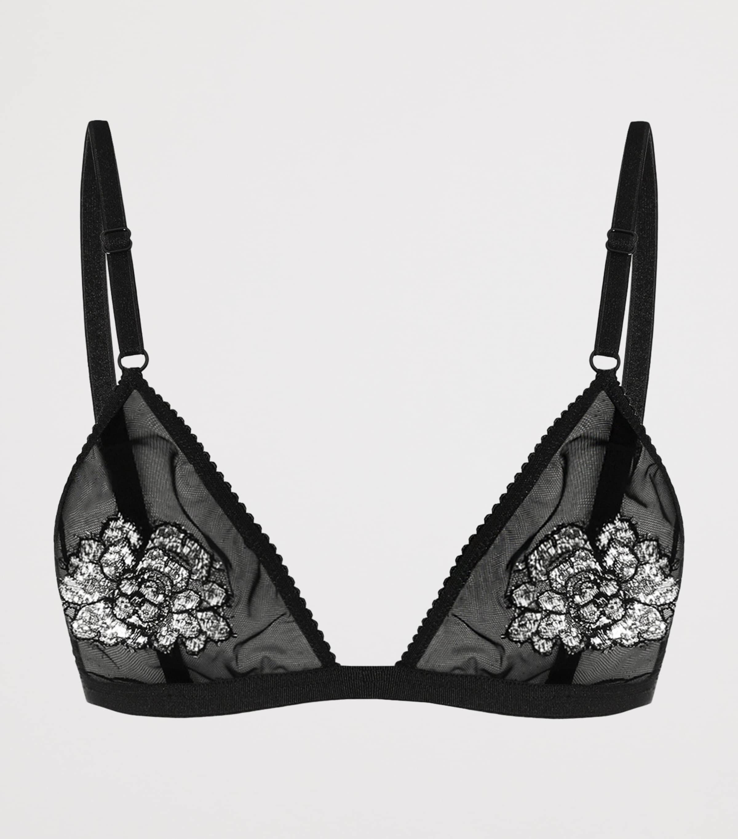 Dolce&Gabbana Womens Lace Mesh Embellished Bralette Blac Image 3
