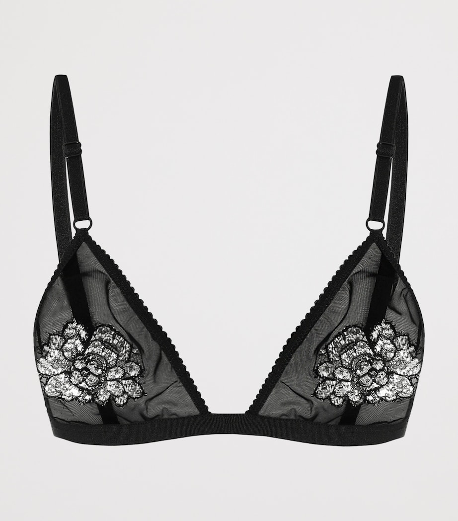Dolce&Gabbana Womens Lace Mesh Embellished Bralette Blac Image 3
