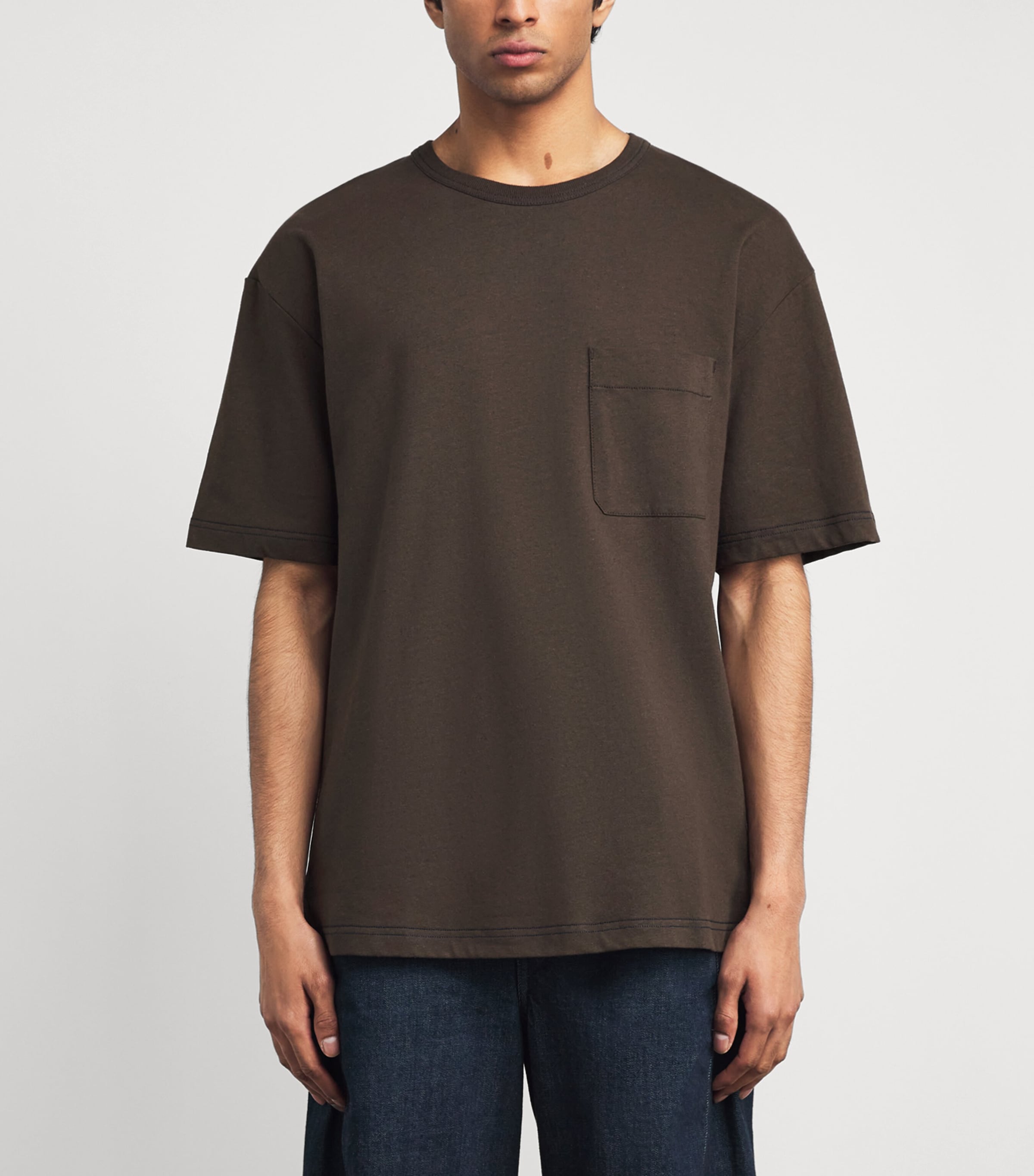 Lemaire Mens Cotton-Linen Boxy T-Shirt Ristretto/ Image 4