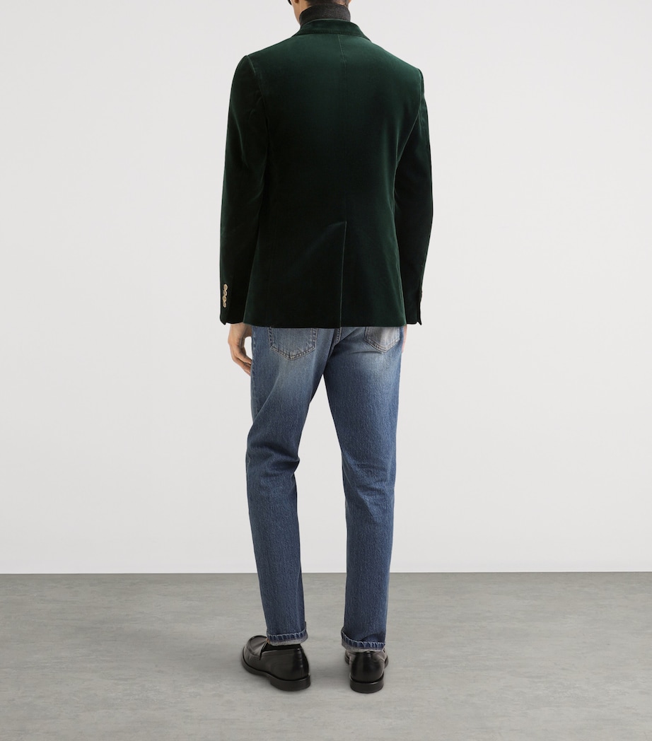 Velvet Double-Breasted Blazer V0707-DARK GREEN Image 3