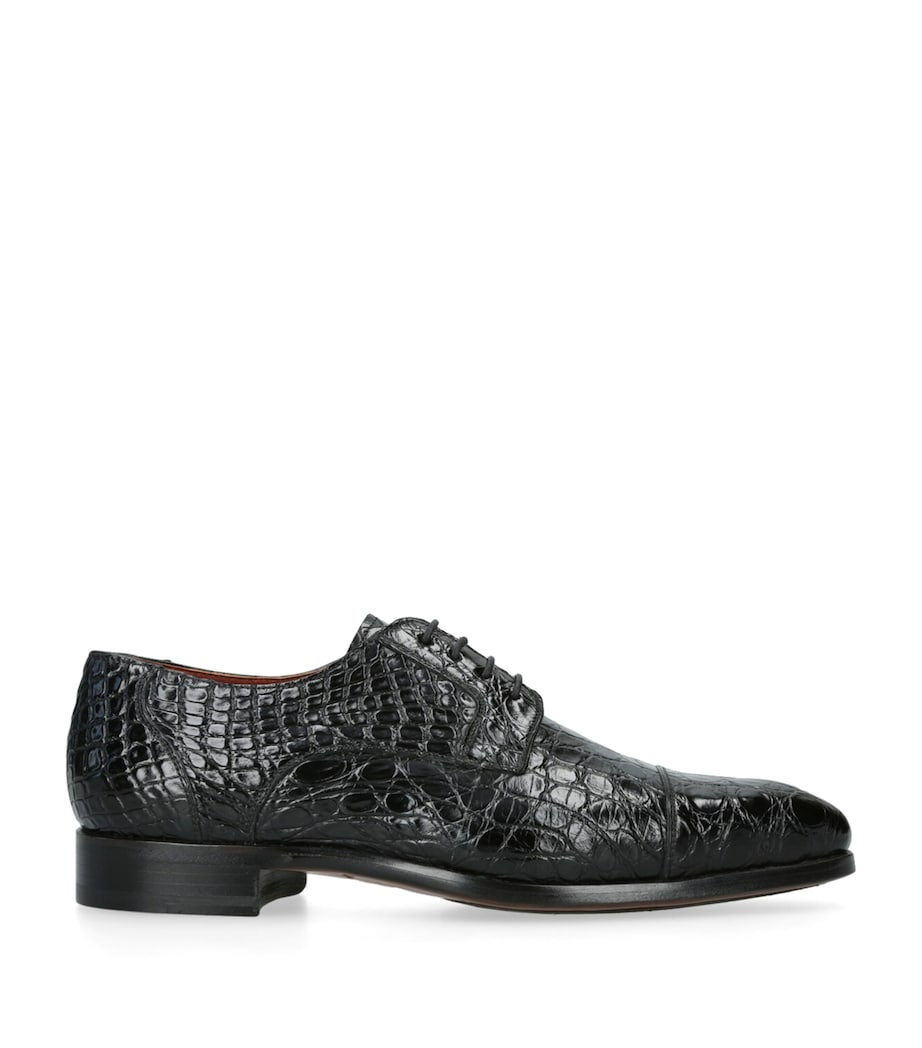 Magnanni Crocodile Leather Oxford Shoes Black Image 1