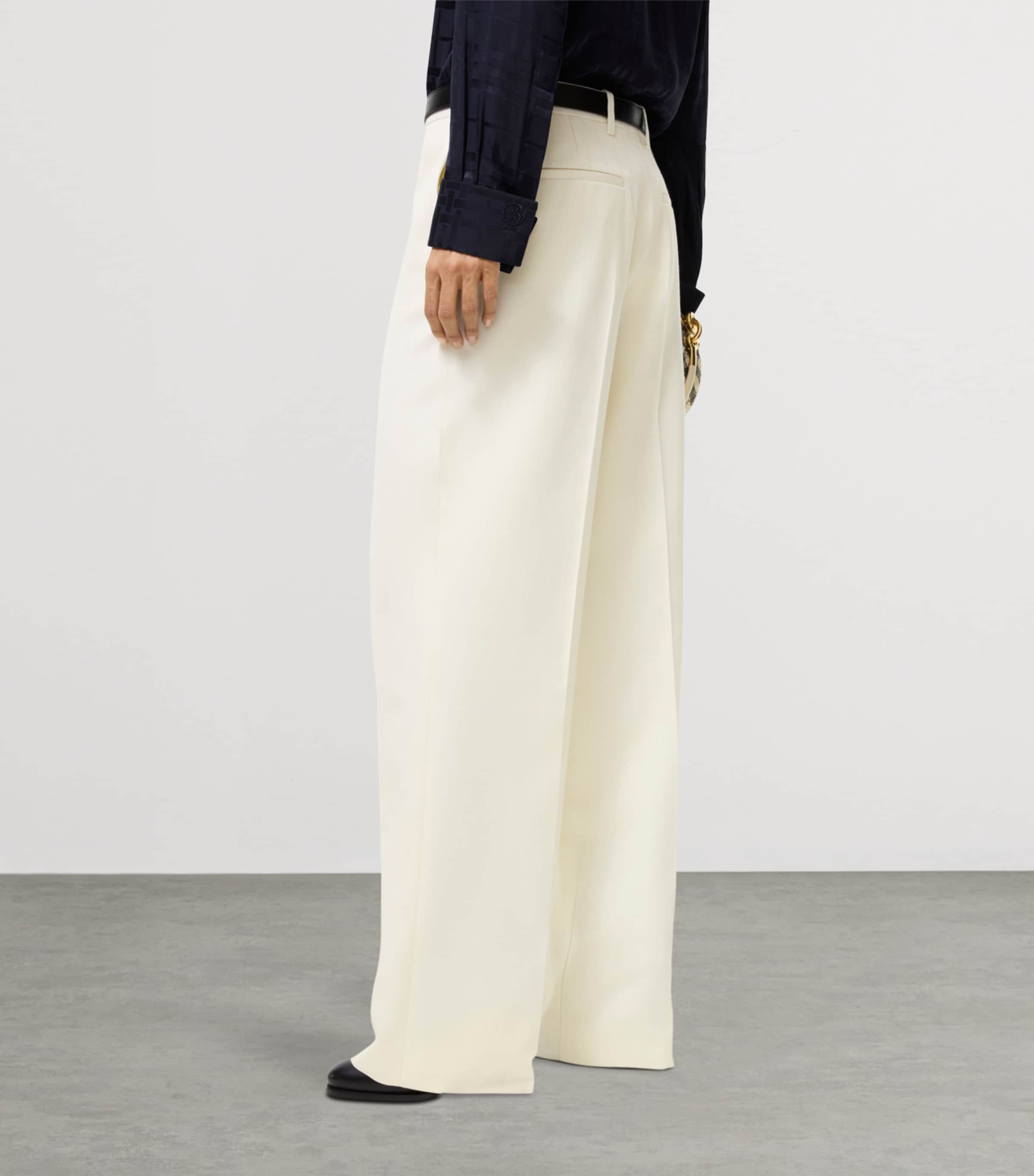 Burberry Womens Wool Pinstripe Straight Trousers Cotton White Stripe Image 3