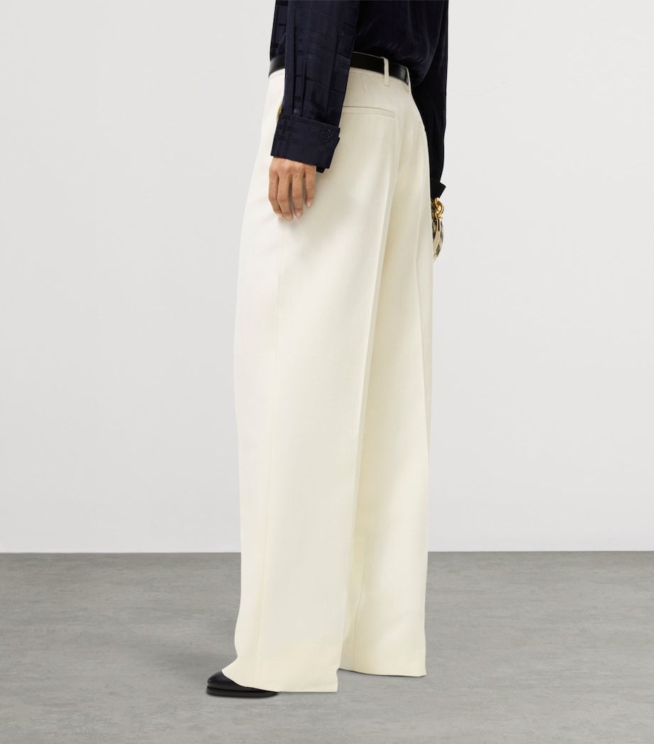 Burberry Womens Wool Pinstripe Straight Trousers Cotton White Stripe Image 3