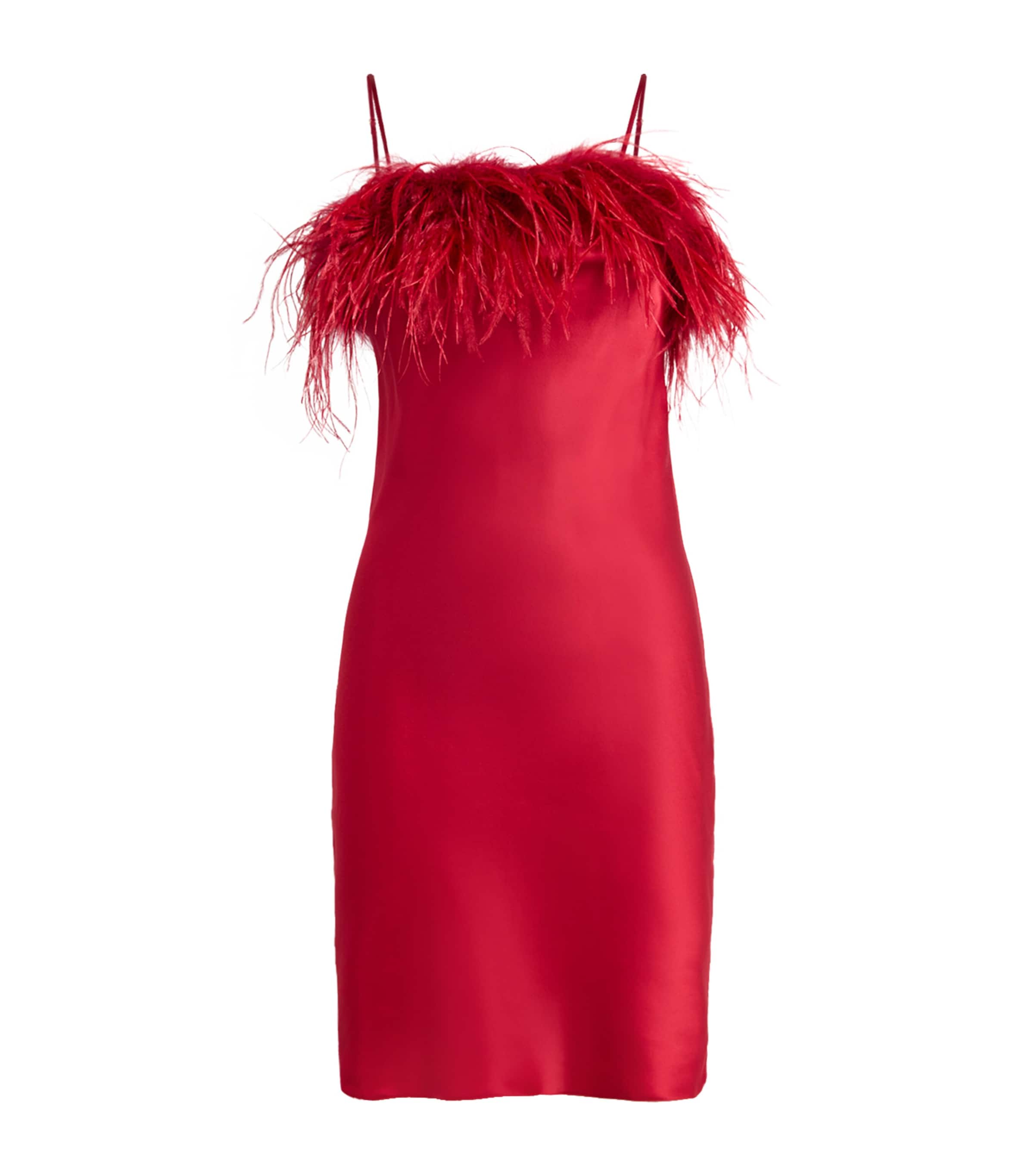 Gilda & Pearl Silk-ostrich Feather Short Robe In Red