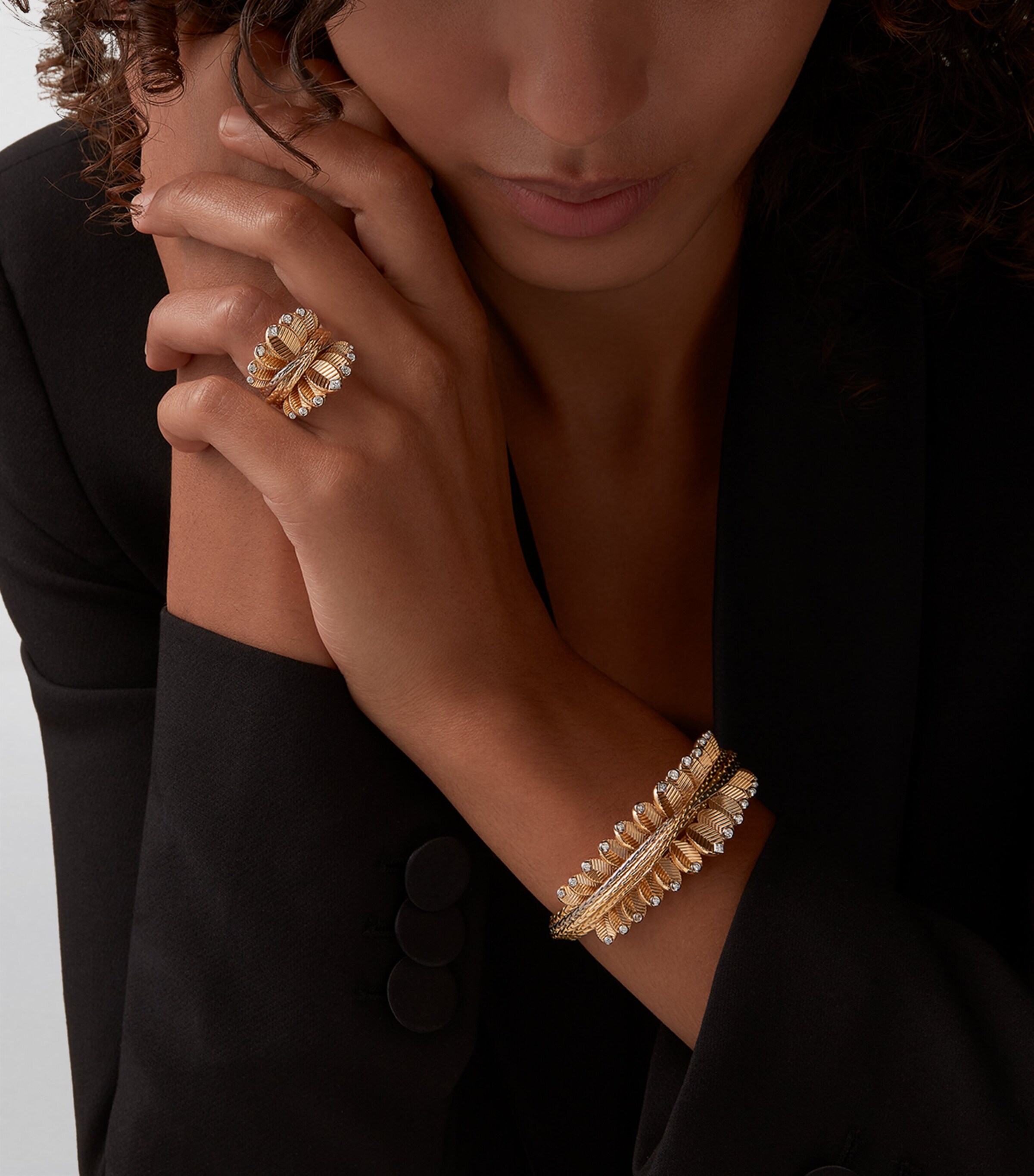 Yellow Gold, White Gold and Diamond Grain de Café Bracelet YELLOW GOLD Image 8