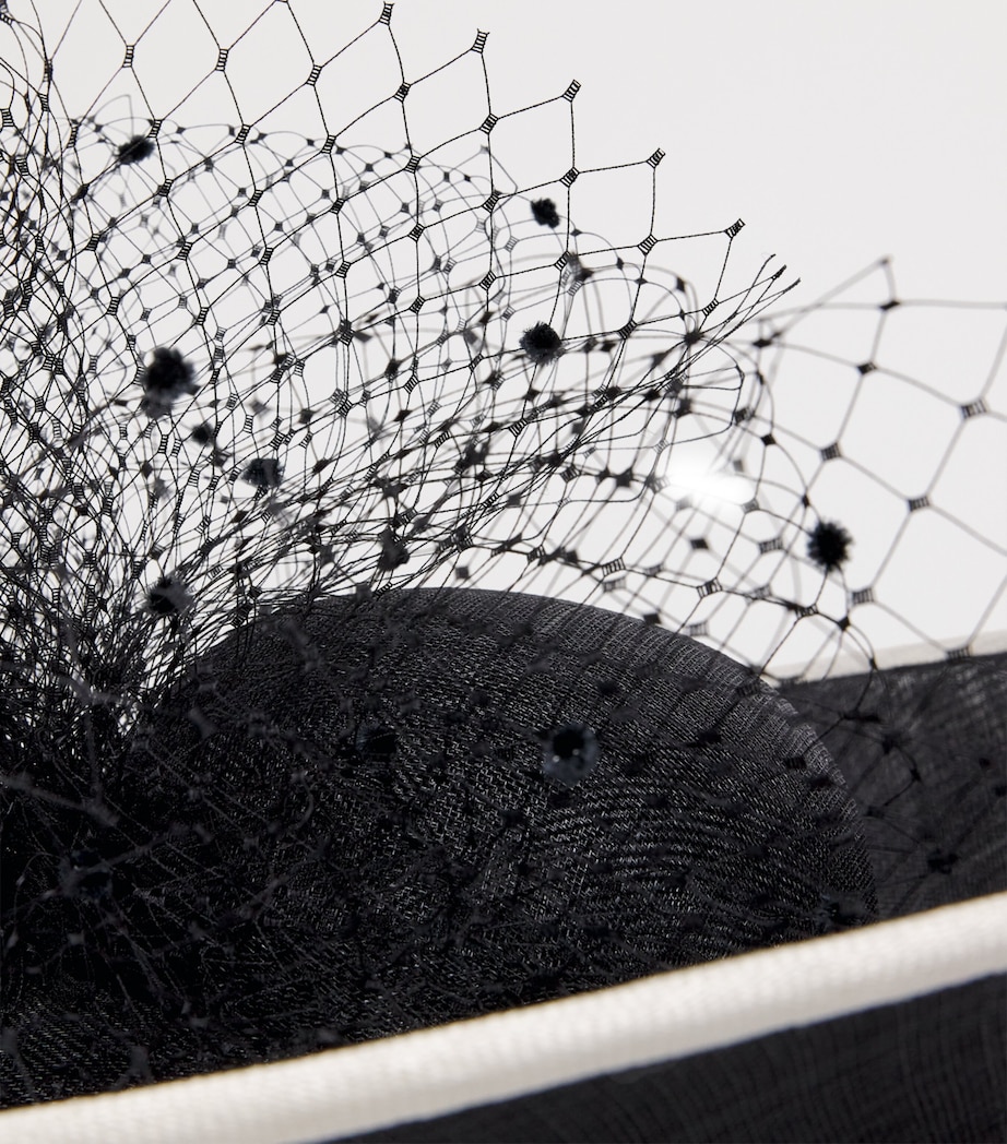 Net-Detail Hat Fascinator BLACK/WHITE Image 5