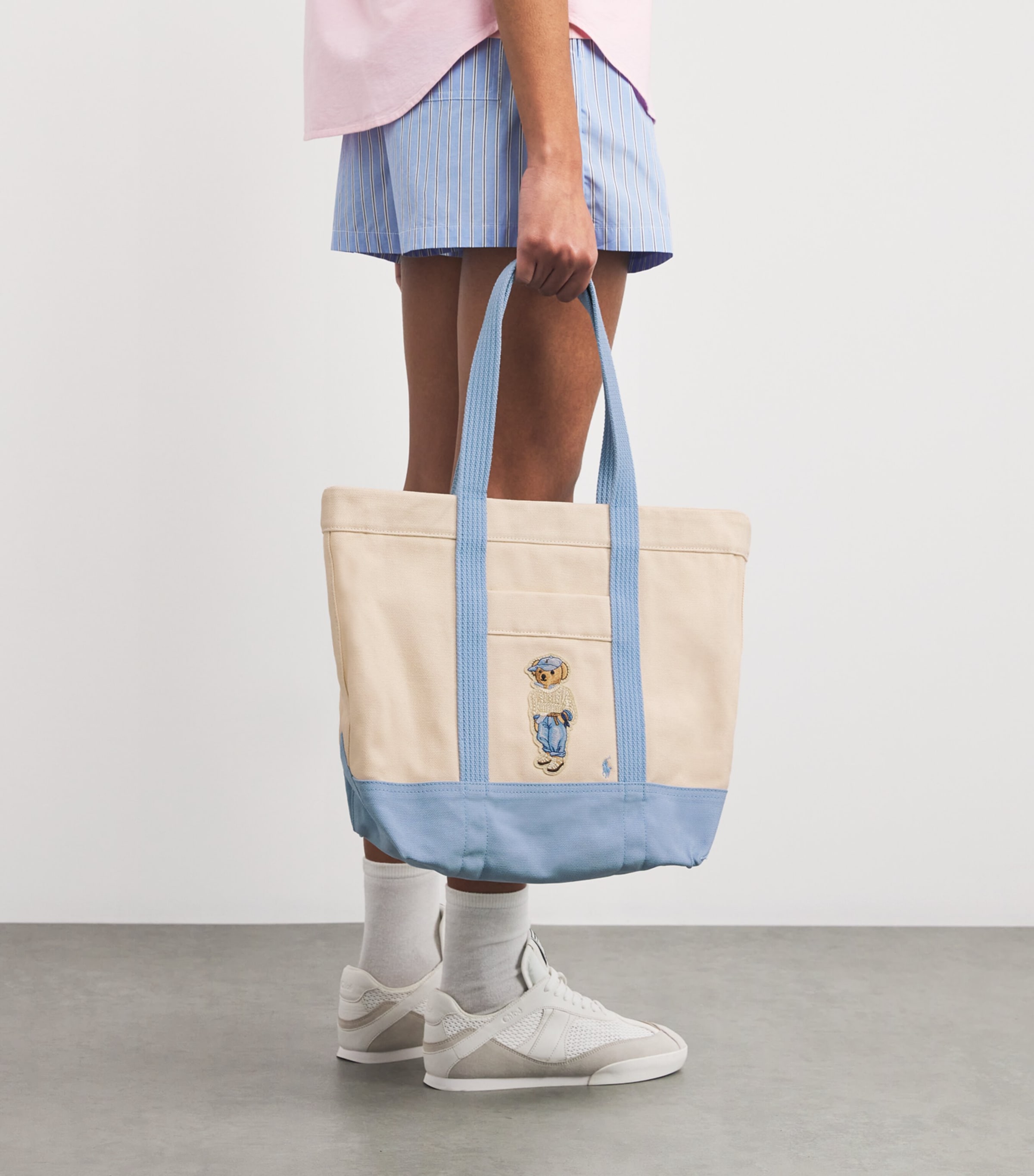 Polo Ralph Lauren Medium Canvas Polo Bear Tote Bag Blue Image 5