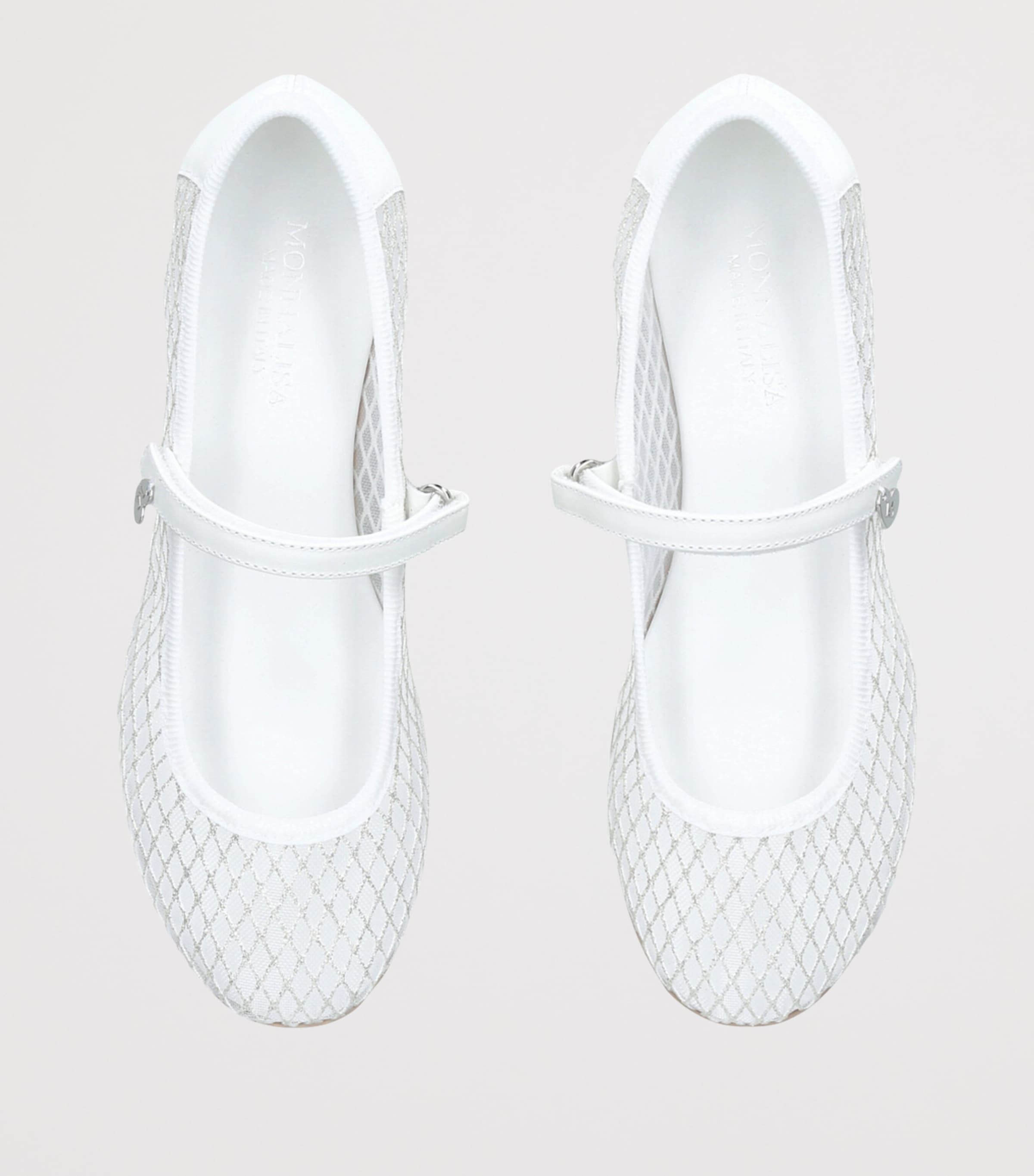 Mesh Glitter Ballet Flats WHITE Image 4