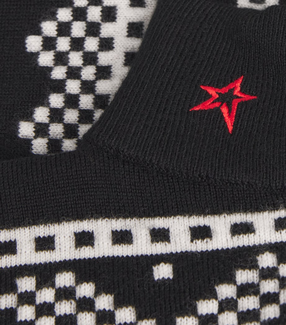 Perfect Moment Womens Merino Wool Intarsia-Knit Bodysuit Black/white Image 5