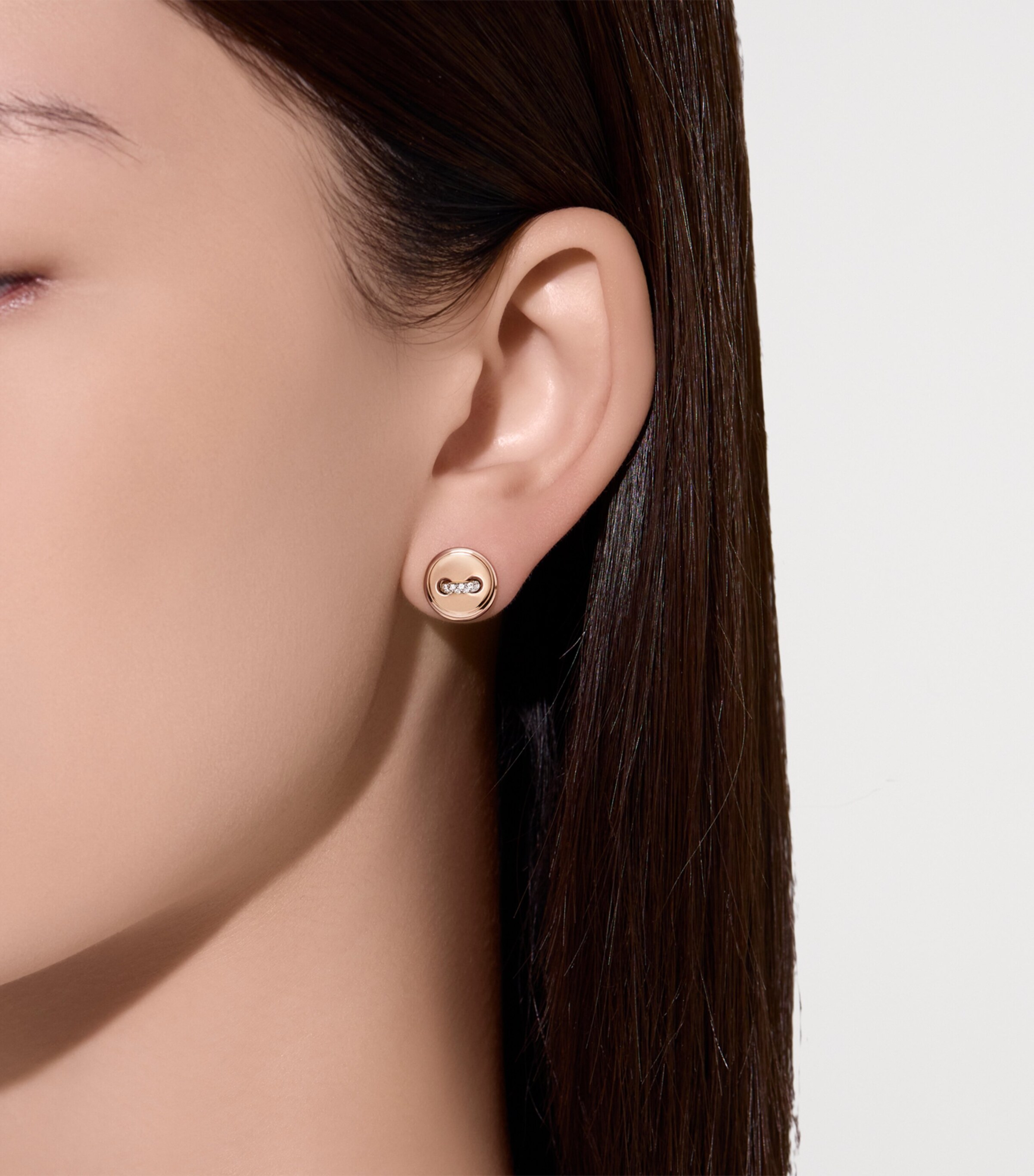 Rose Gold and Diamond Pom Pom Dot Stud Earrings DB000 Image 4