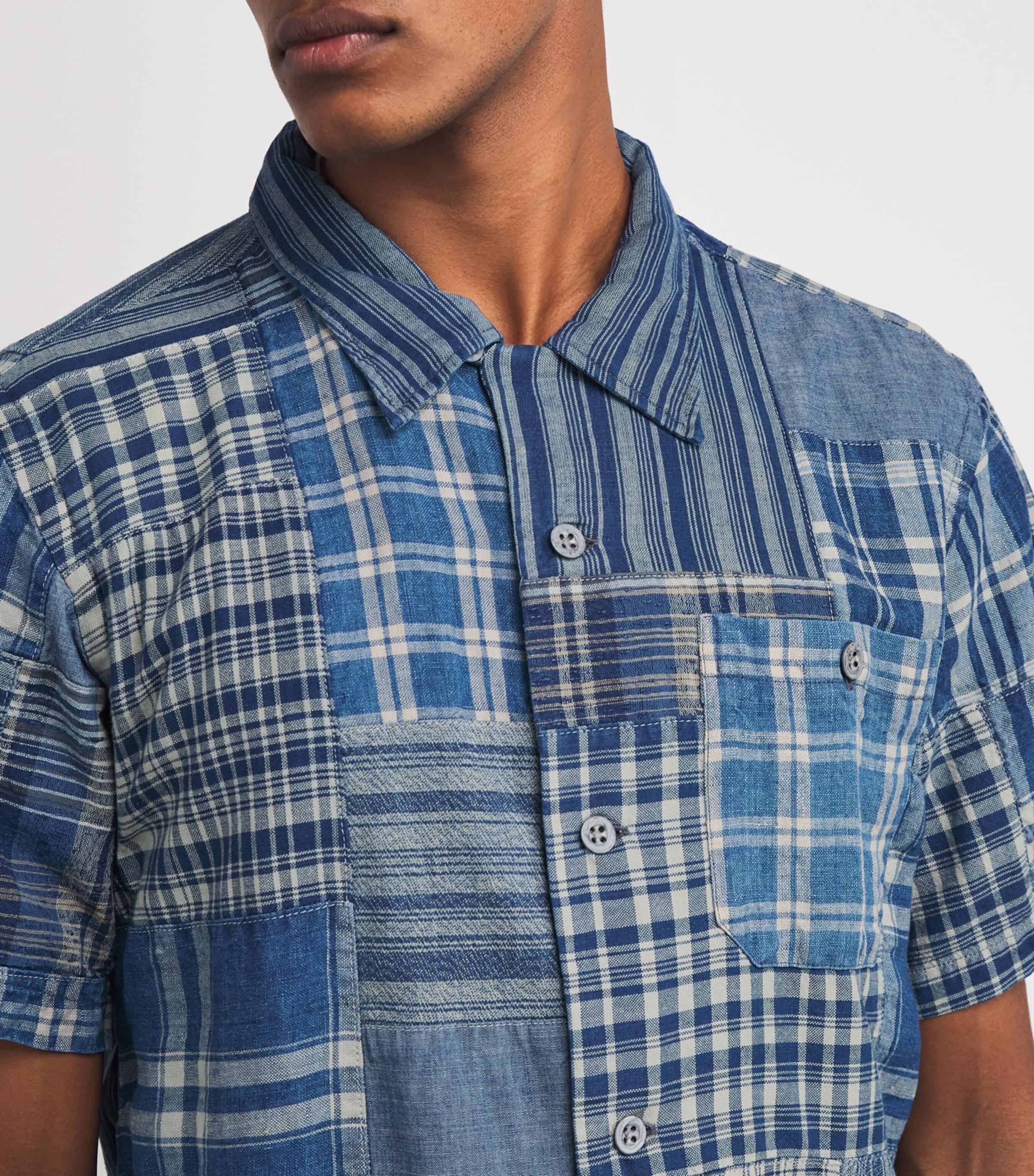 Polo Ralph Lauren Mens Cotton-Linen Patchwork Shirt Indigo Image 6