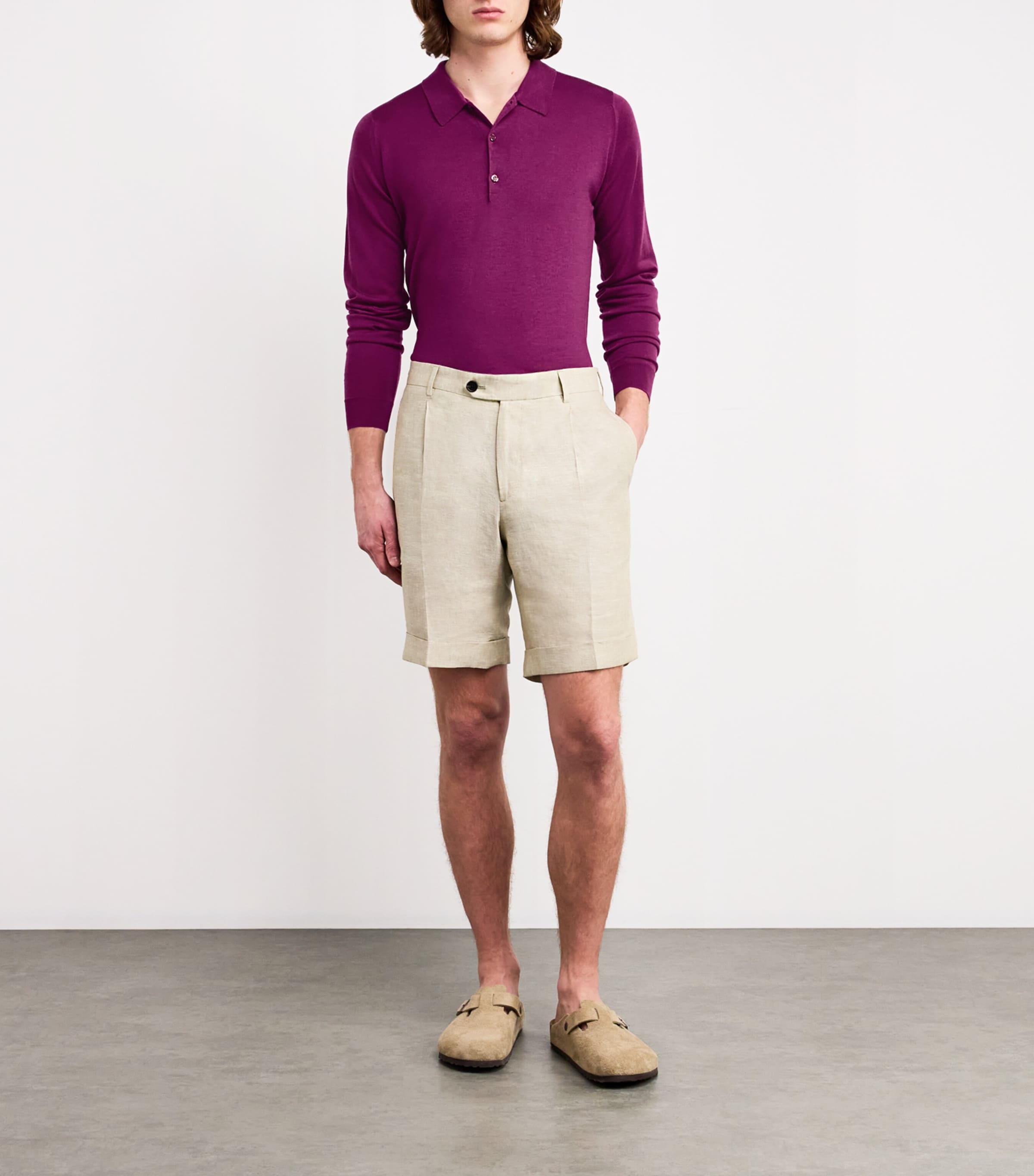 John Smedley Mens Merino Wool Belper Polo Shirt Bramble Image 2