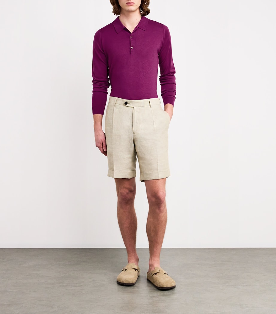 John Smedley Mens Merino Wool Belper Polo Shirt Bramble Image 2
