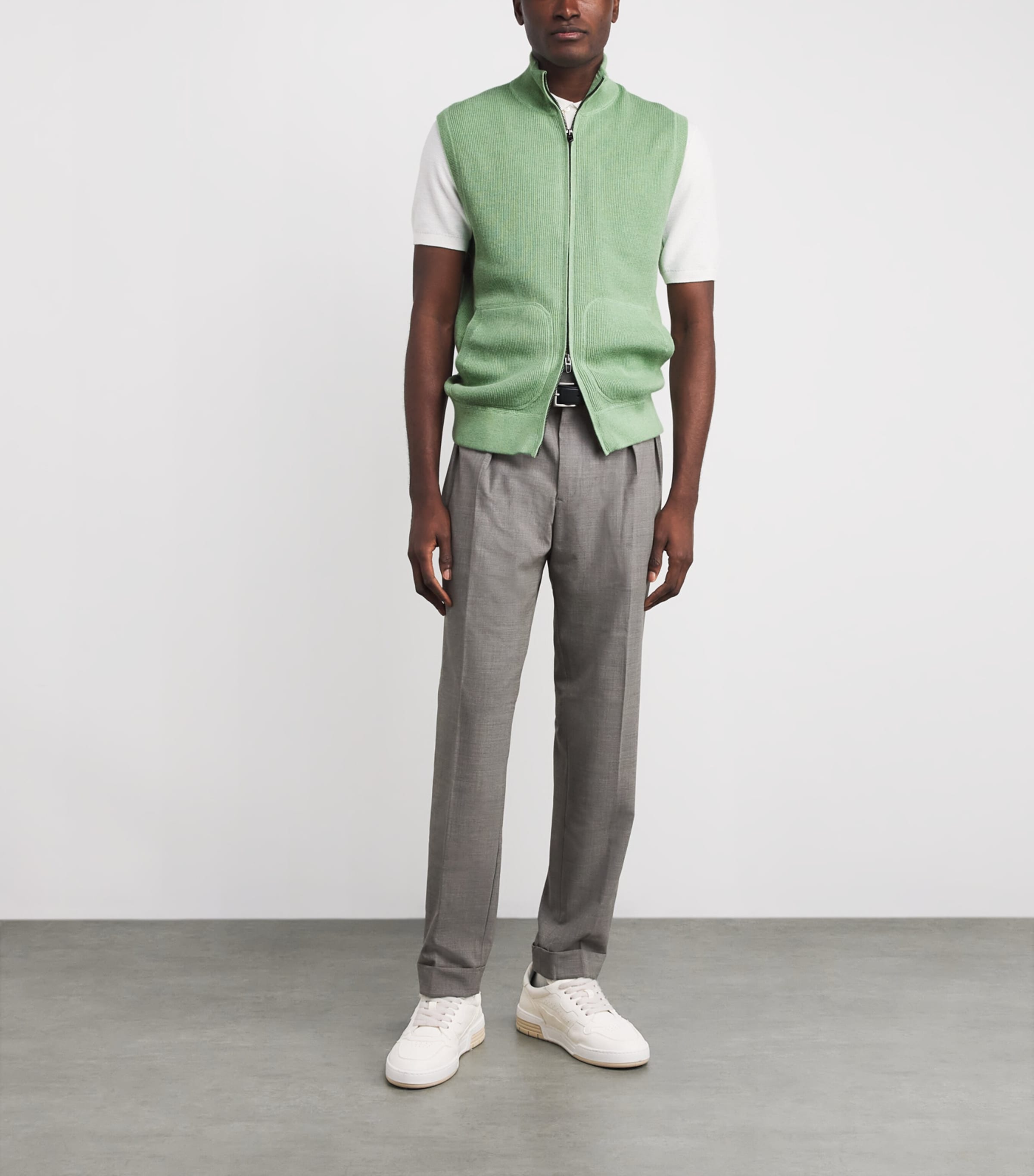 Wool-Blend Slim Trousers GREY Image 2