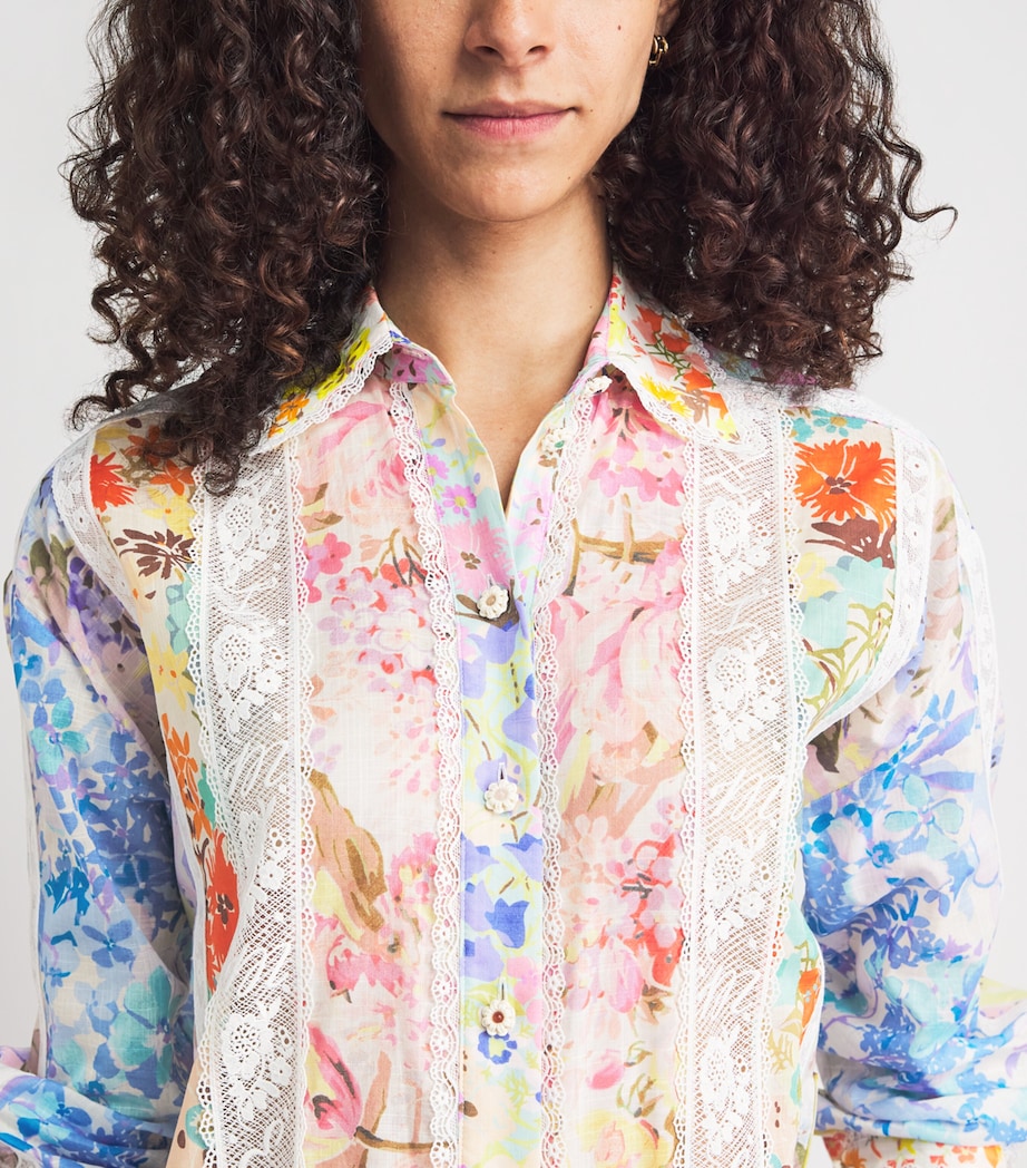 Zimmermann Womens Cotton-Lace Floral Solstice Shirt Spliced Image 3