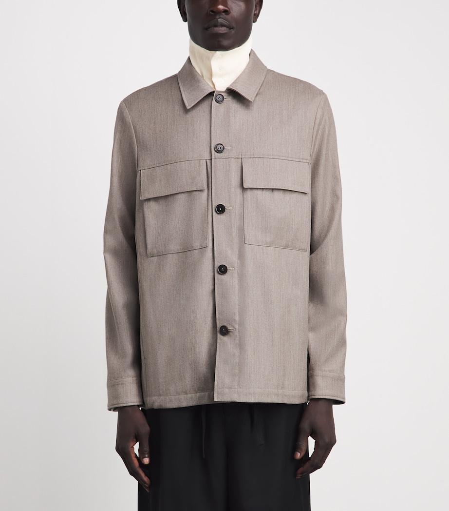 Paul Smith Mens Wool-Cashmere Overshirt Beige Image 4