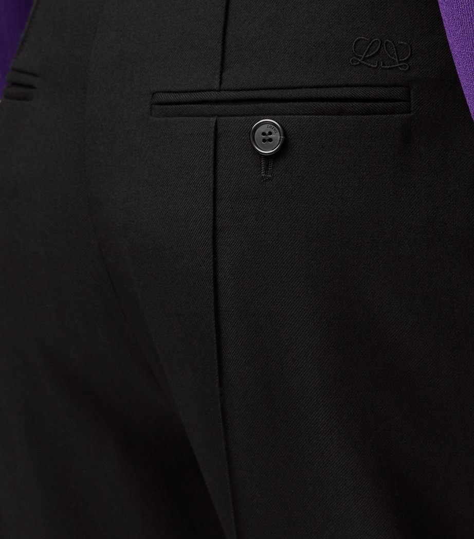 LOEWE Womens Wool-Blend Tapered Trousers Black Image 5