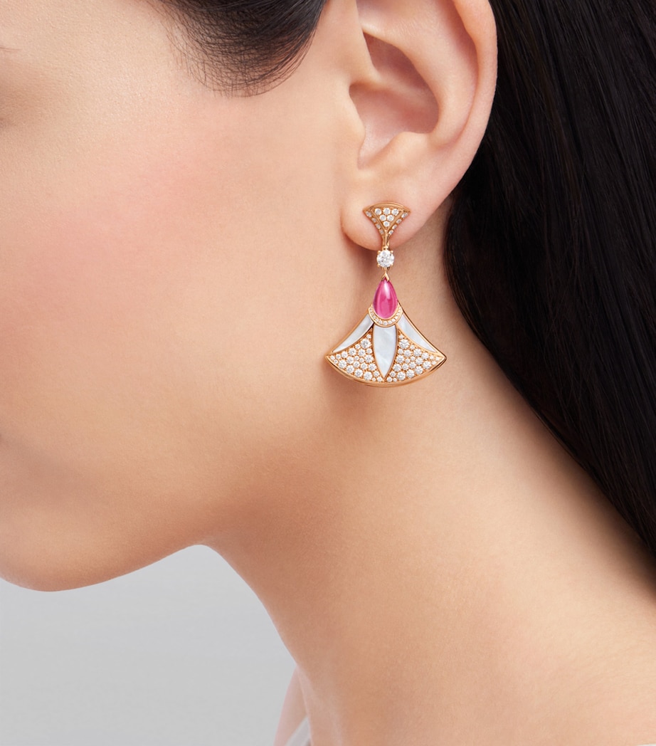 Rose Gold, Diamond and Mother-of-Pearl Diva’s Dream Earrings PINK GOLD Image 3
