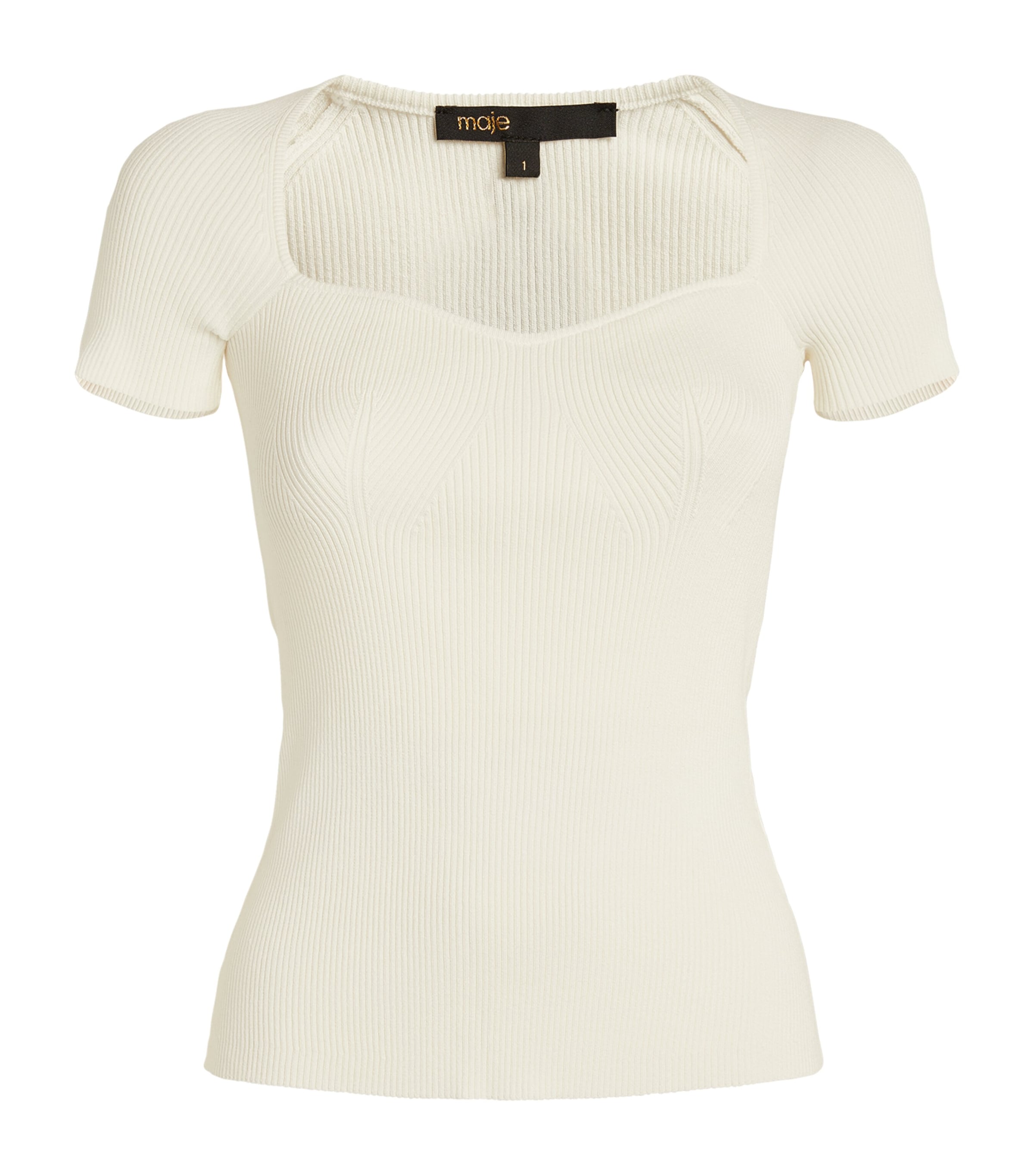 Shop Maje Short-sleeve Ribbed Top In White