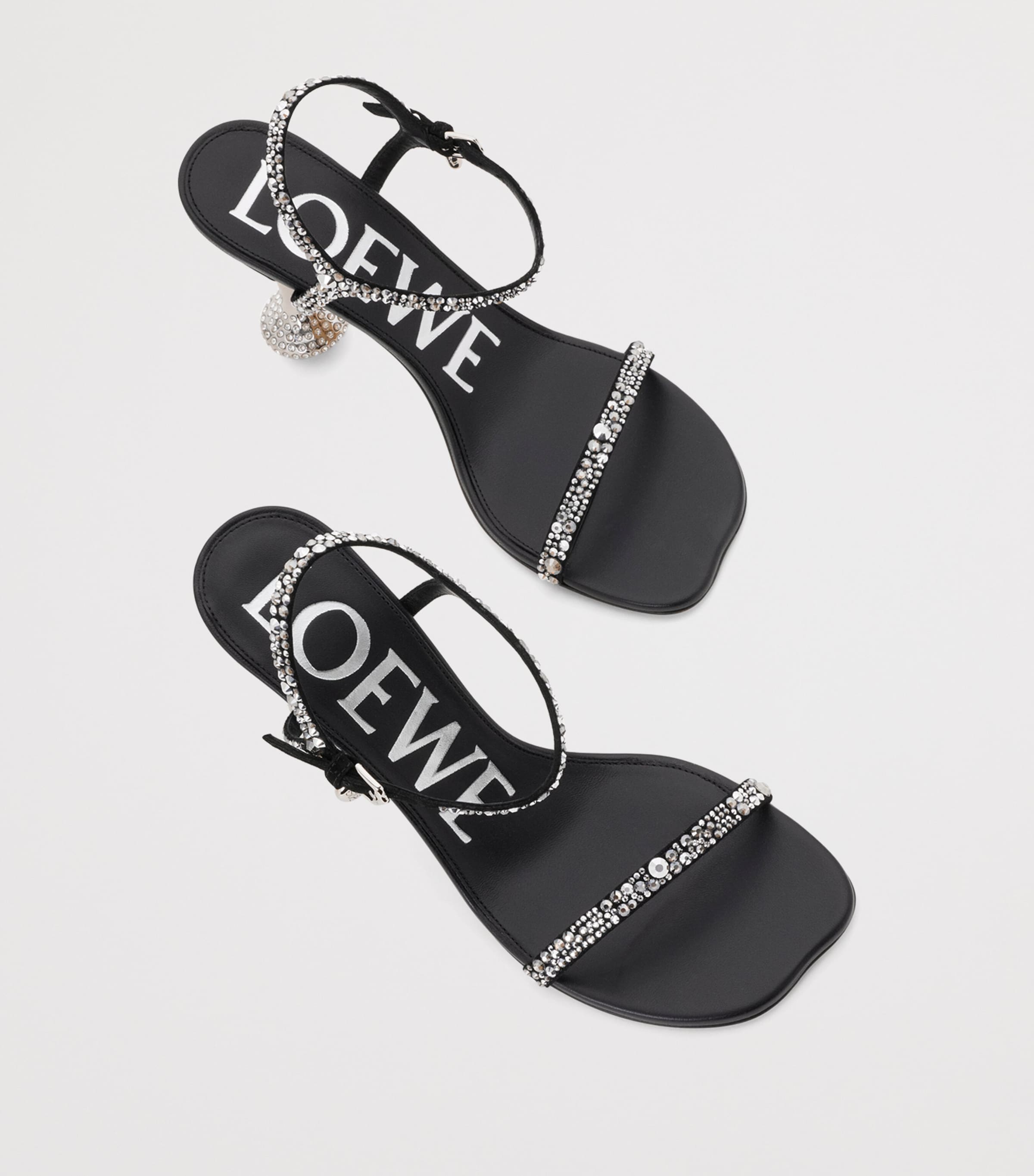 LOEWE Suede Embellished Toy Heeled Sandals 90 Black/silver Image 4