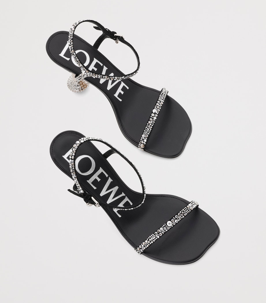 LOEWE Suede Embellished Toy Heeled Sandals 90 Black/silver Image 4