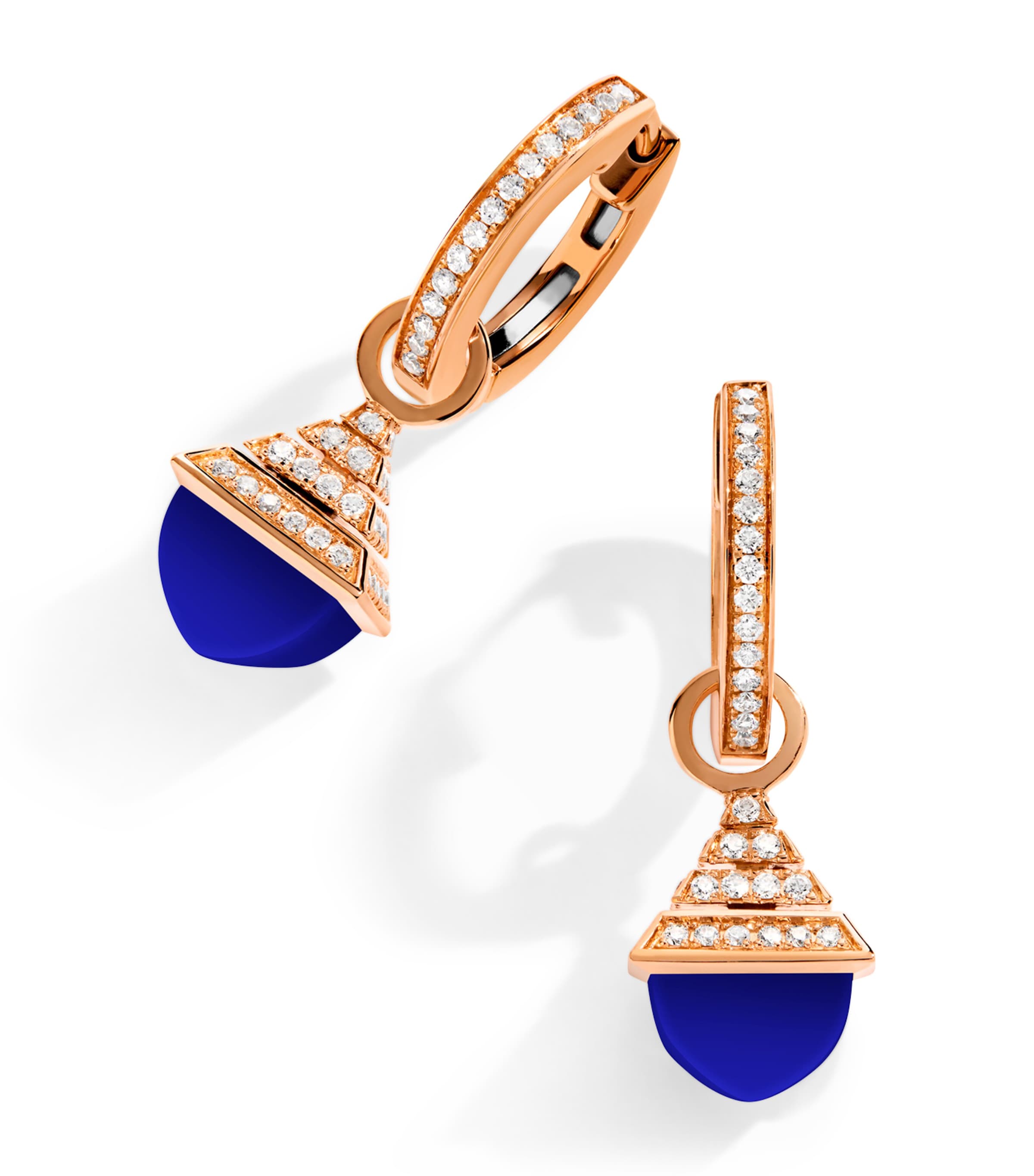 Marli New York Rose Gold, Diamond And Lapis Lazuli Cleo Rev Drop Earrings In Rose Gold