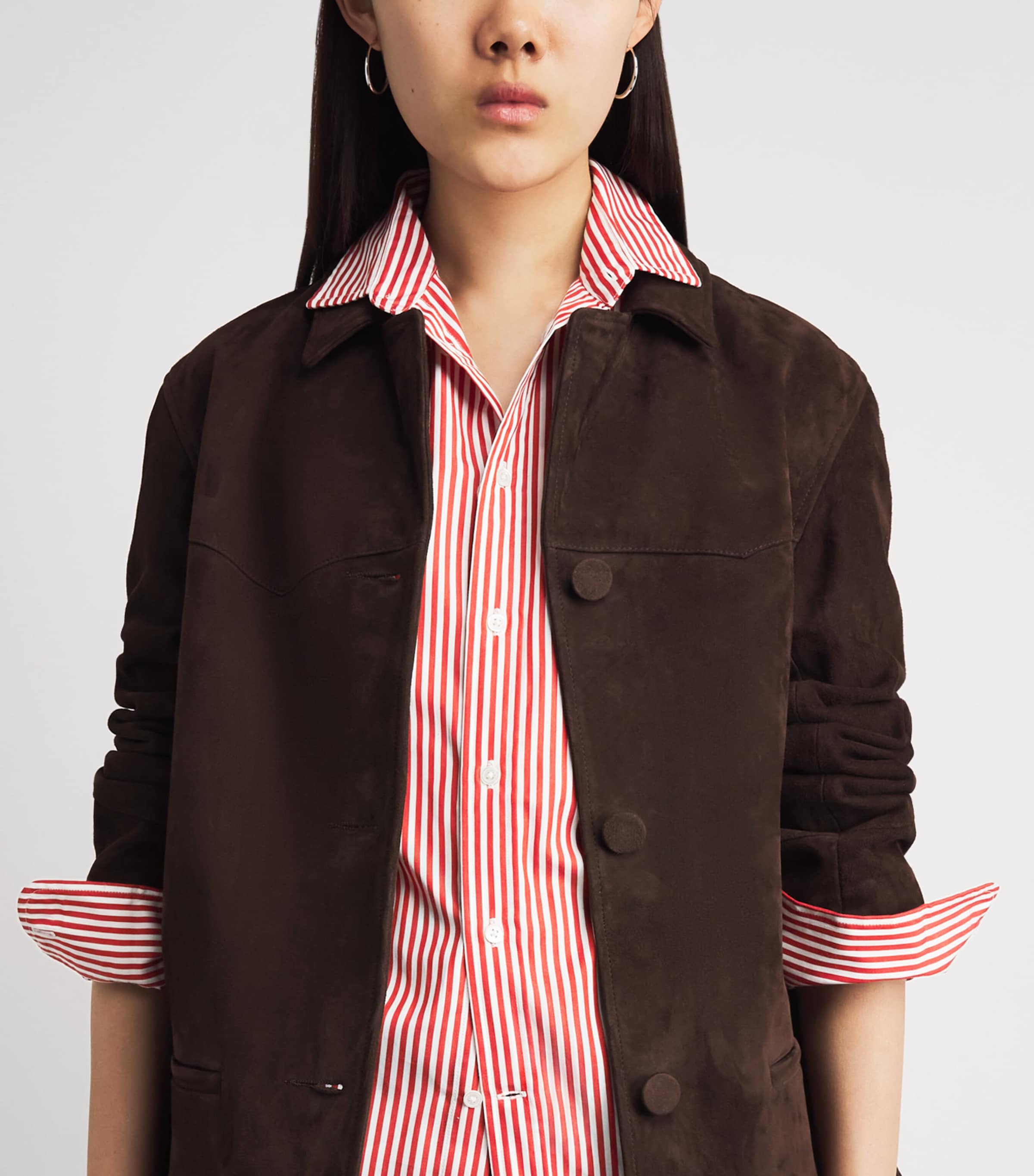 Polo Ralph Lauren Womens Cotton Stripe Shirt Orng Leaf Wht Image 3