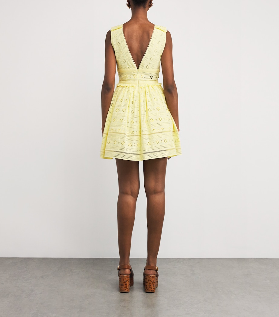 Broderie Anglaise Bow Mini Dress YELLOW Image 3
