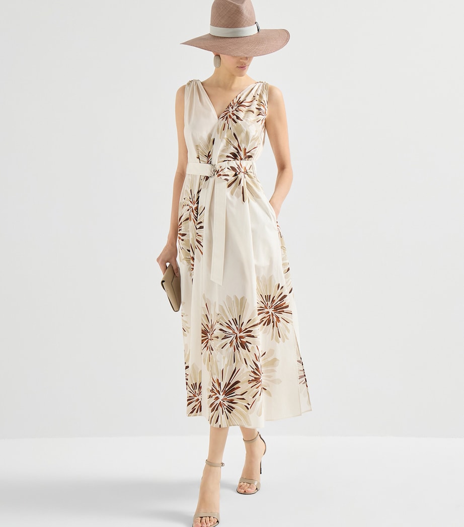 Brunello Cucinelli Womens Cotton Floral Midi Dress Image 2