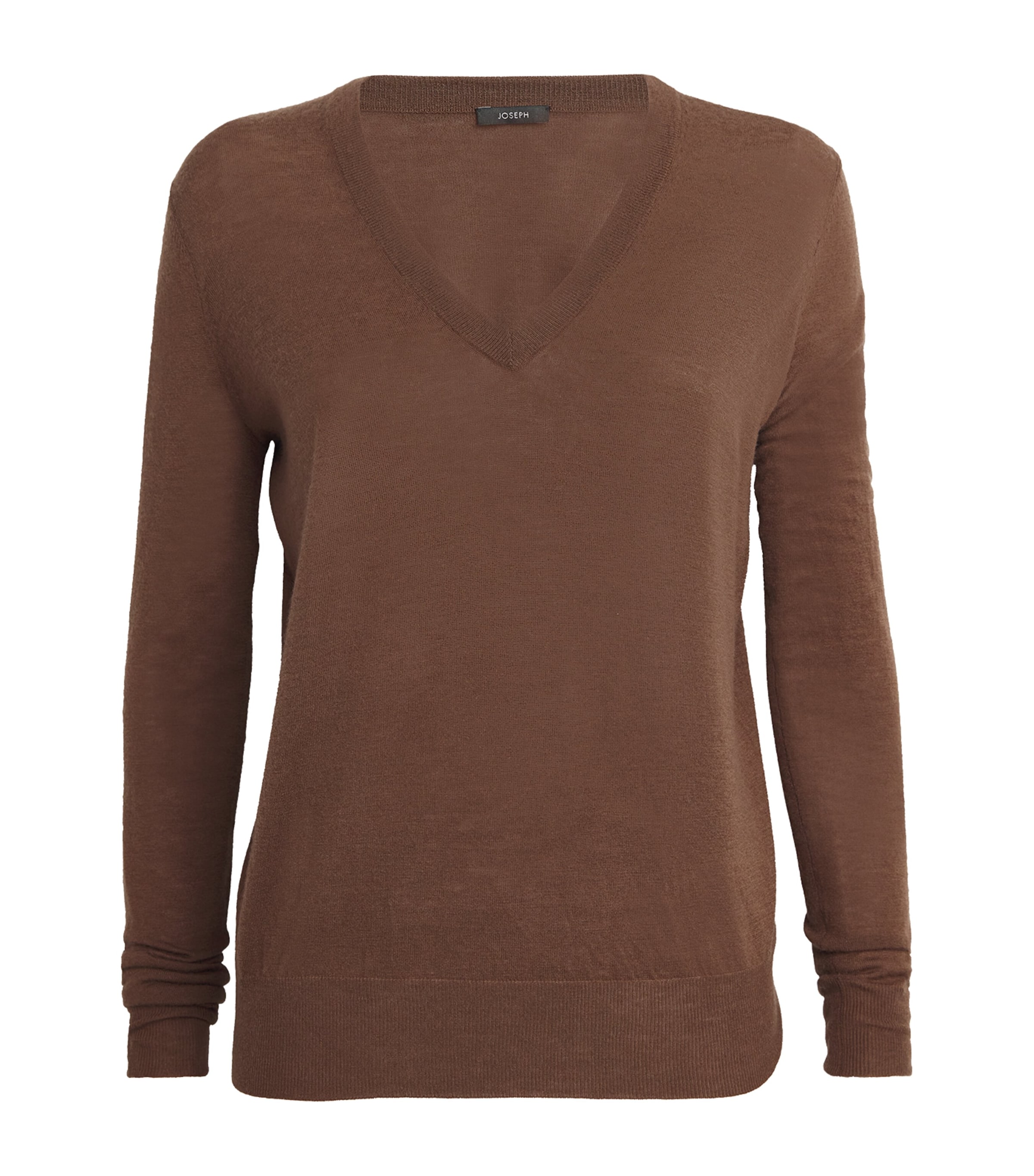 Joseph Cashmere V-neck Cashair Sweater In Brown