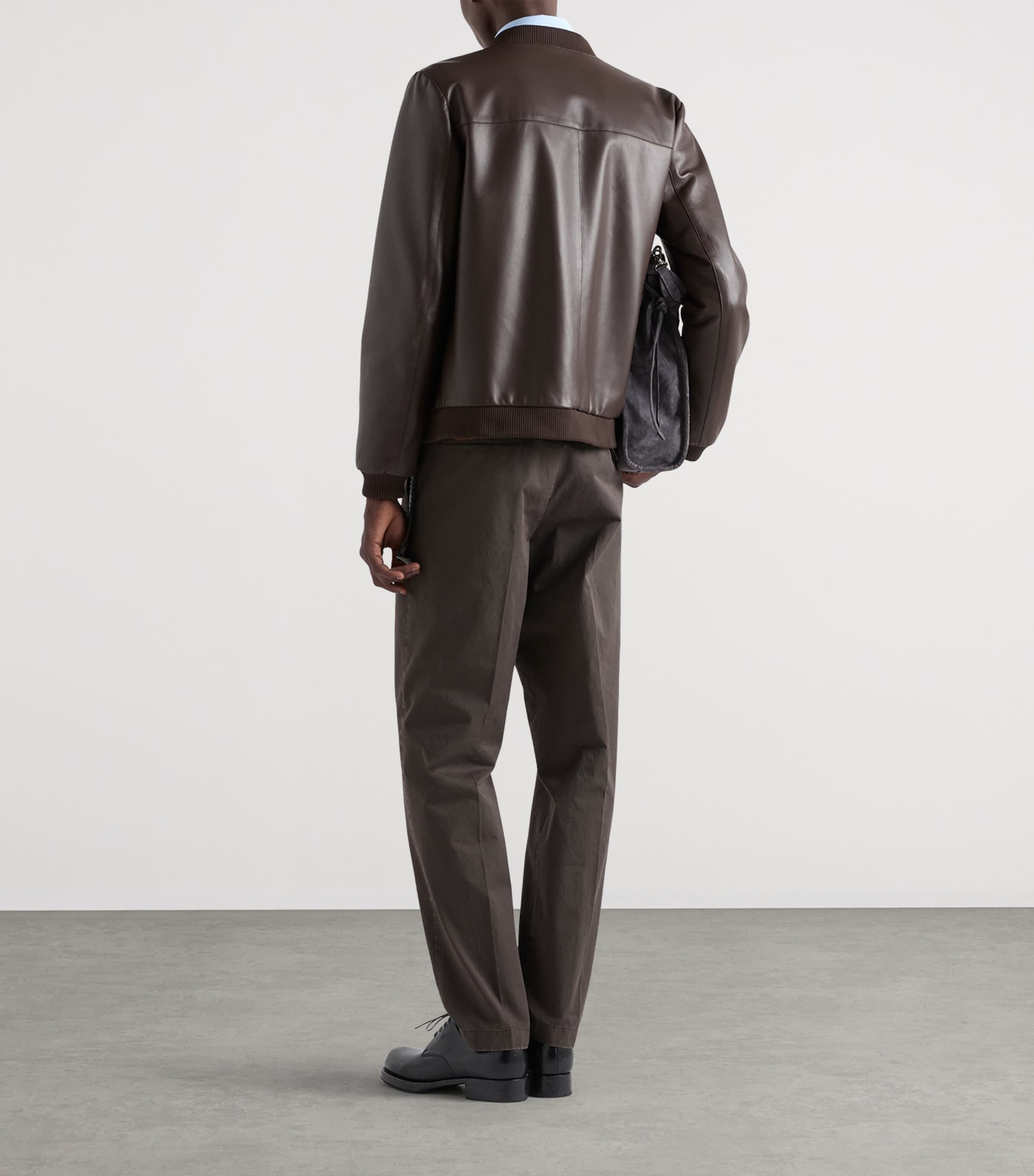 Prada Mens Reversible Nappa Leather Bomber Jacket Brown Image 5