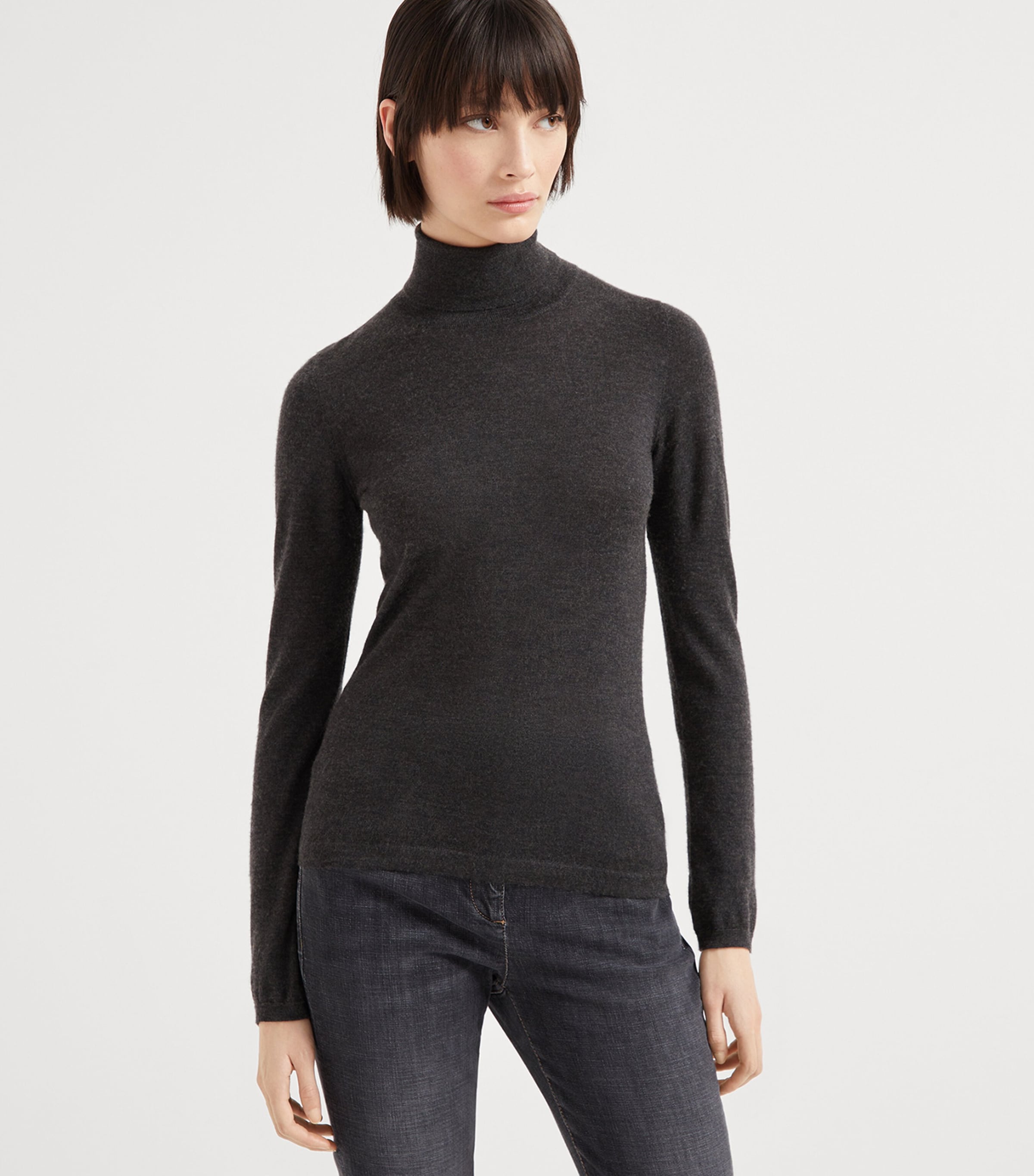 Brunello Cucinelli Womens Cashmere-Silk Turtleneck Sweater Image 2