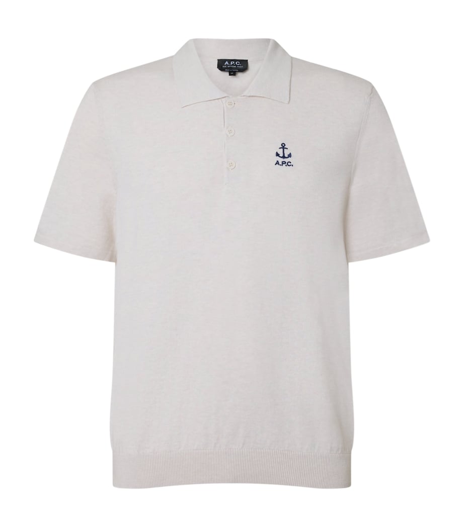 Cotton Anchor Logo Polo Shirt PAA HEATHERED ECRU Image 1