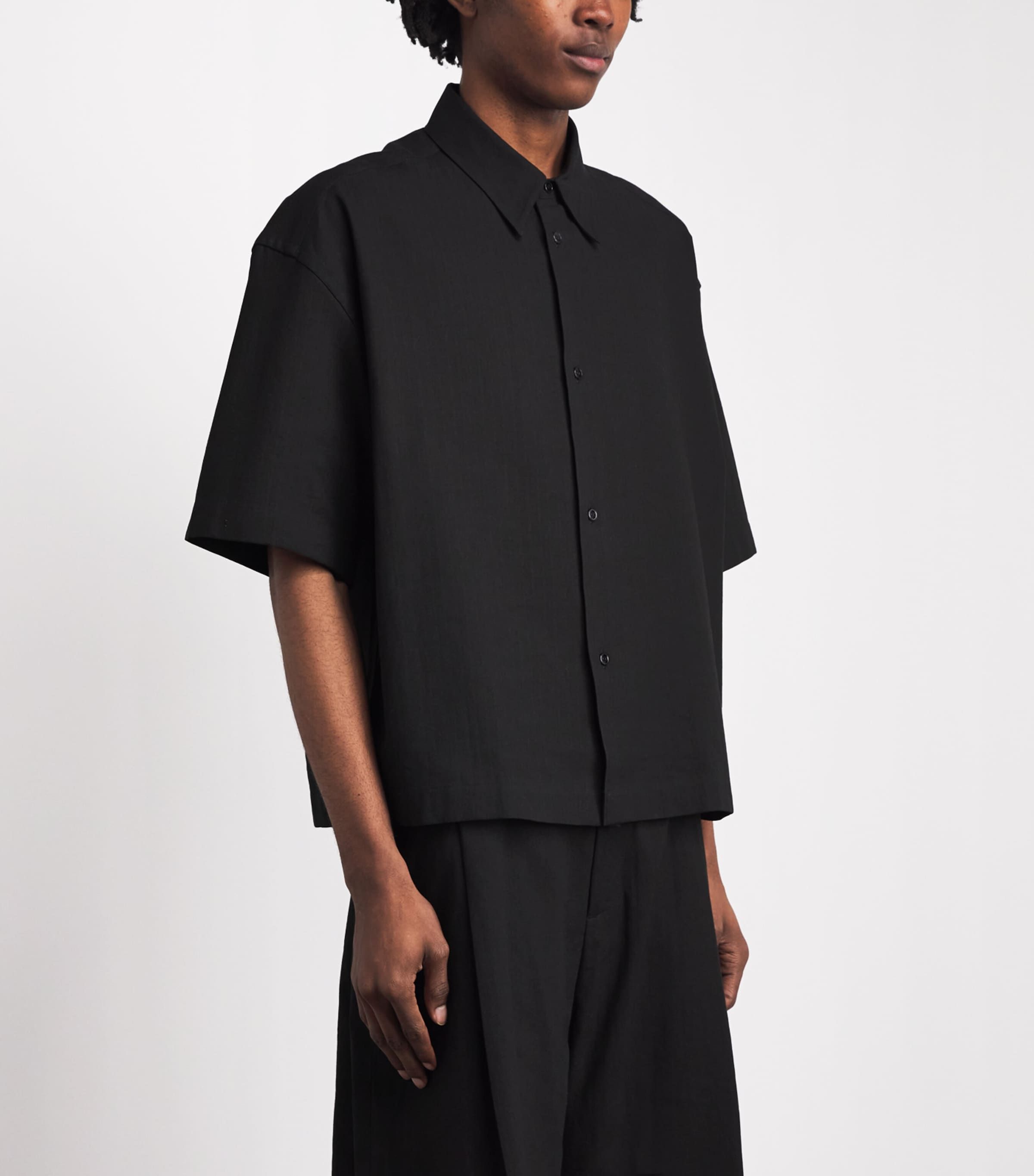 Studio Nicholson Mens Matelassé Boxy Sanko Shirt Black Image 4