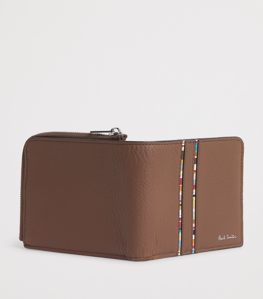 Leather Signature Stripe Bifold Wallet 62_TAN Image 3