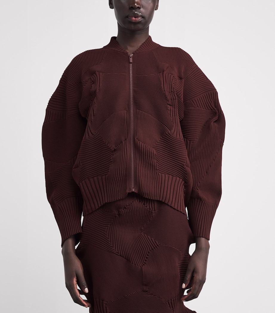 Issey Miyake Womens Knitted KONE KONE Jacket Dark Brown Image 4