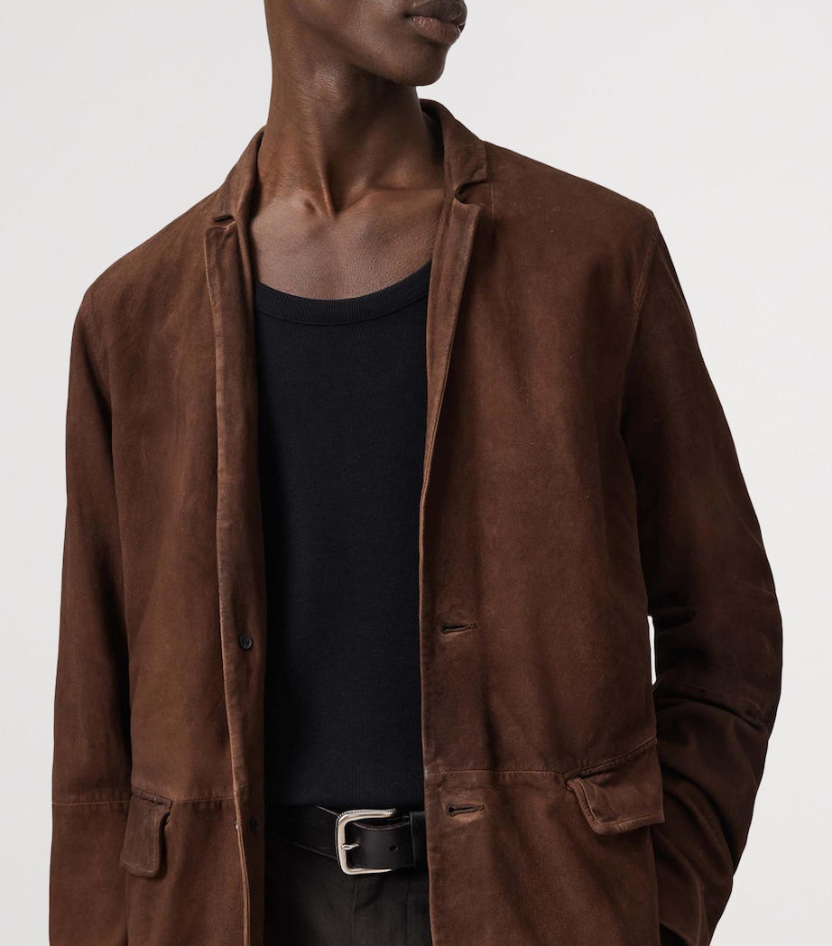AllSaints Mens Suede Monet Blazer Cider Brown Image 7