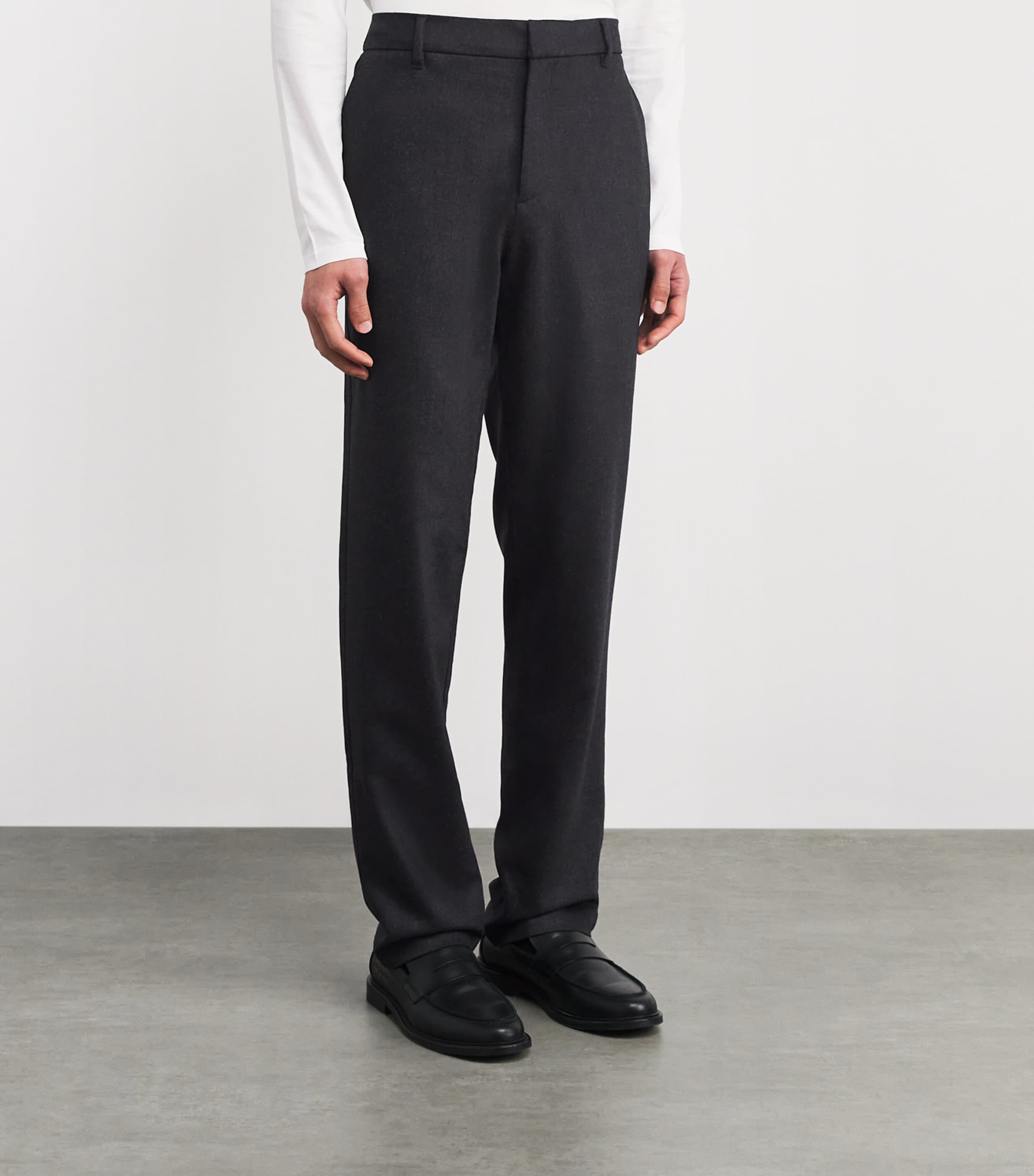 Wool-Cashmere Straight Trousers CHARCOAL MELANGE Image 3