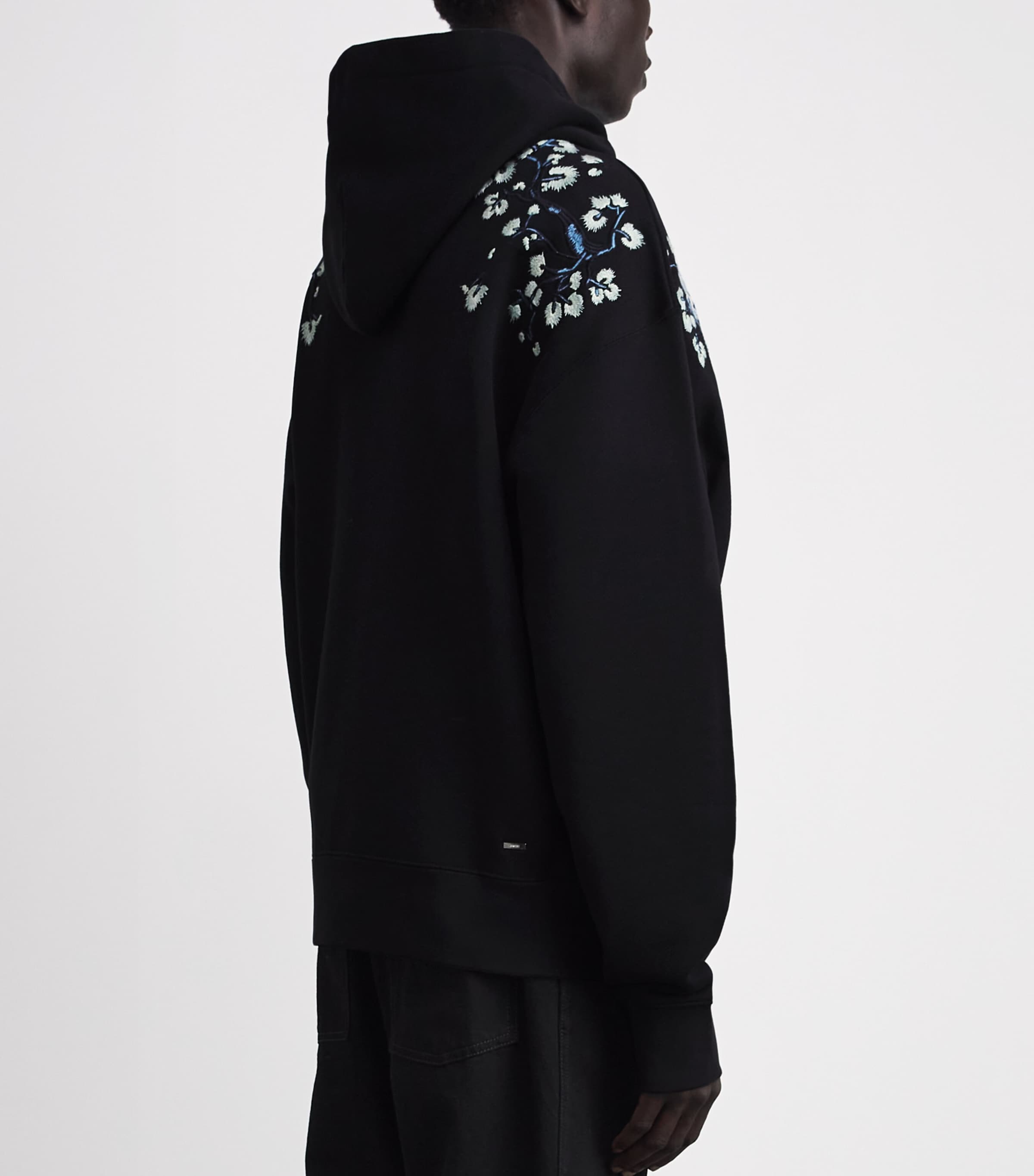 AMIRI Mens Cotton Floral-Embroidered Hoodie Black Image 5