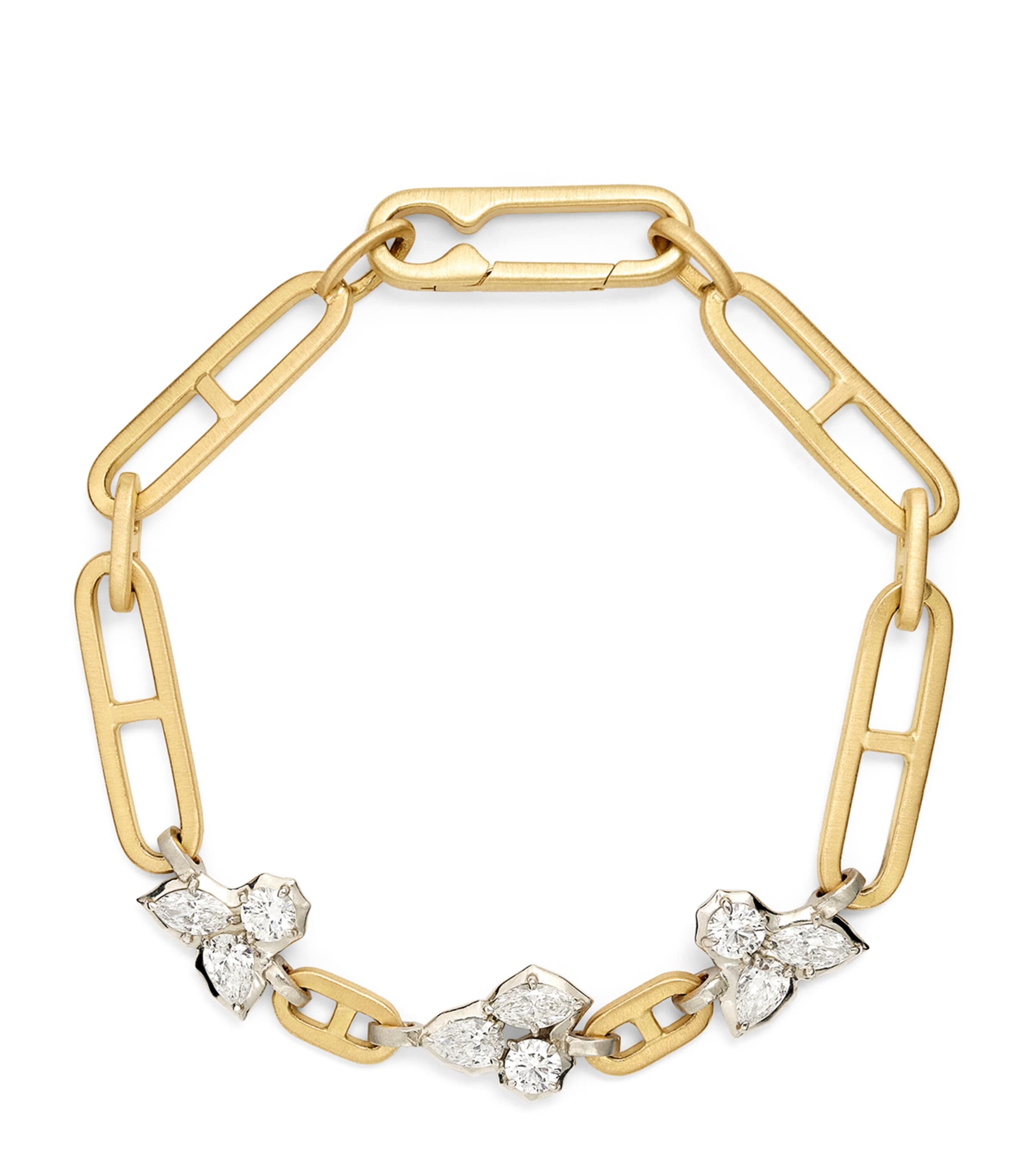 Jade Trau Yellow Gold, Platinum And Diamond Poppy Bracelet In Gold