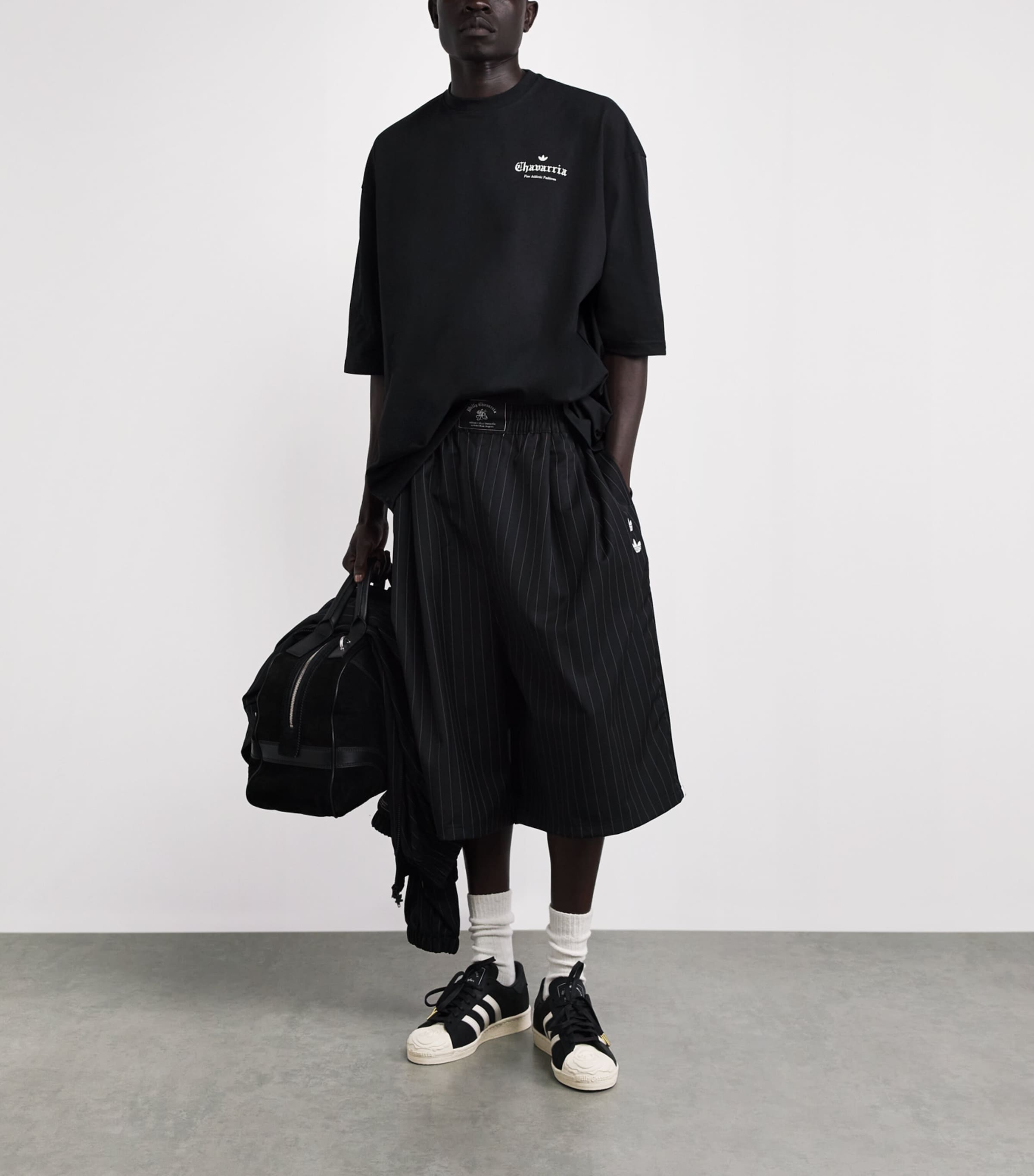Willy Chavarria Mens x adidas Originals Logo T-Shirt Black Image 2