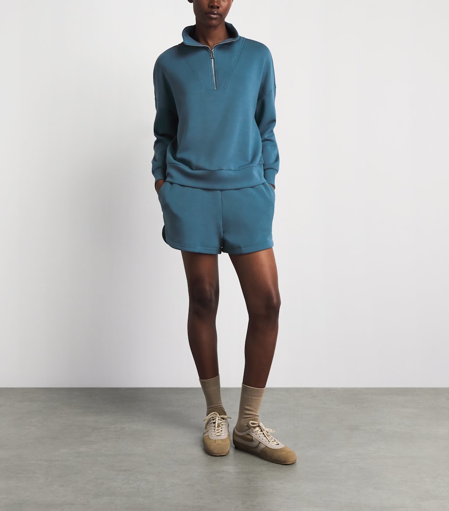 Varley Womens DoubleSoft Hawley Half-Zip Sweatshirt Mallard Blue Image 2